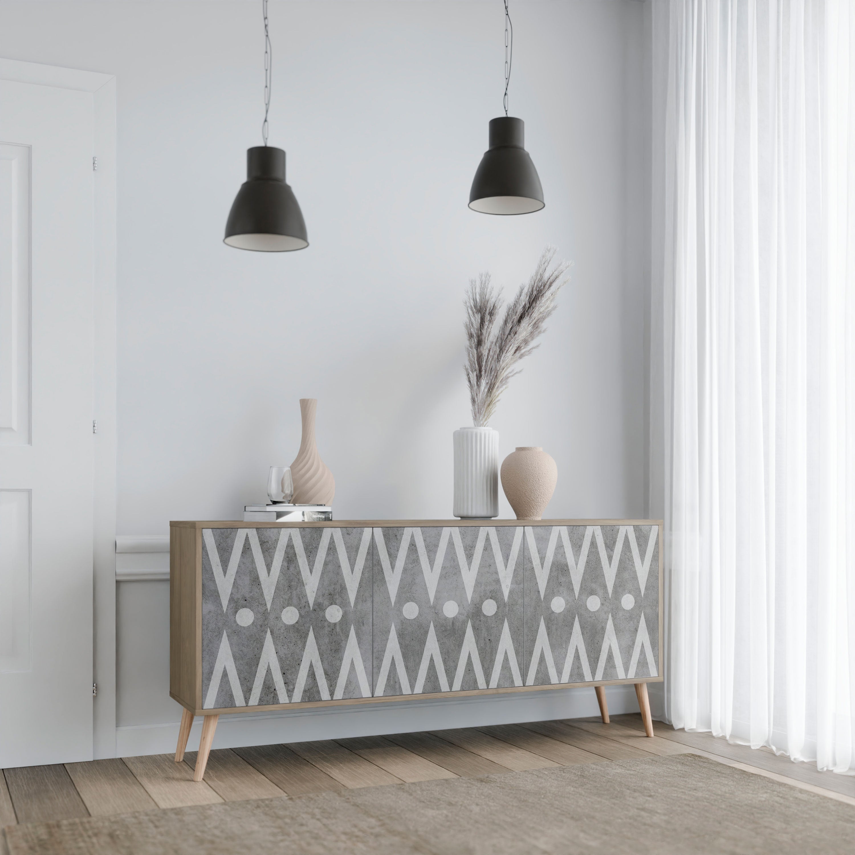 Buffet 3 portes SHARP EDGES effet chêne