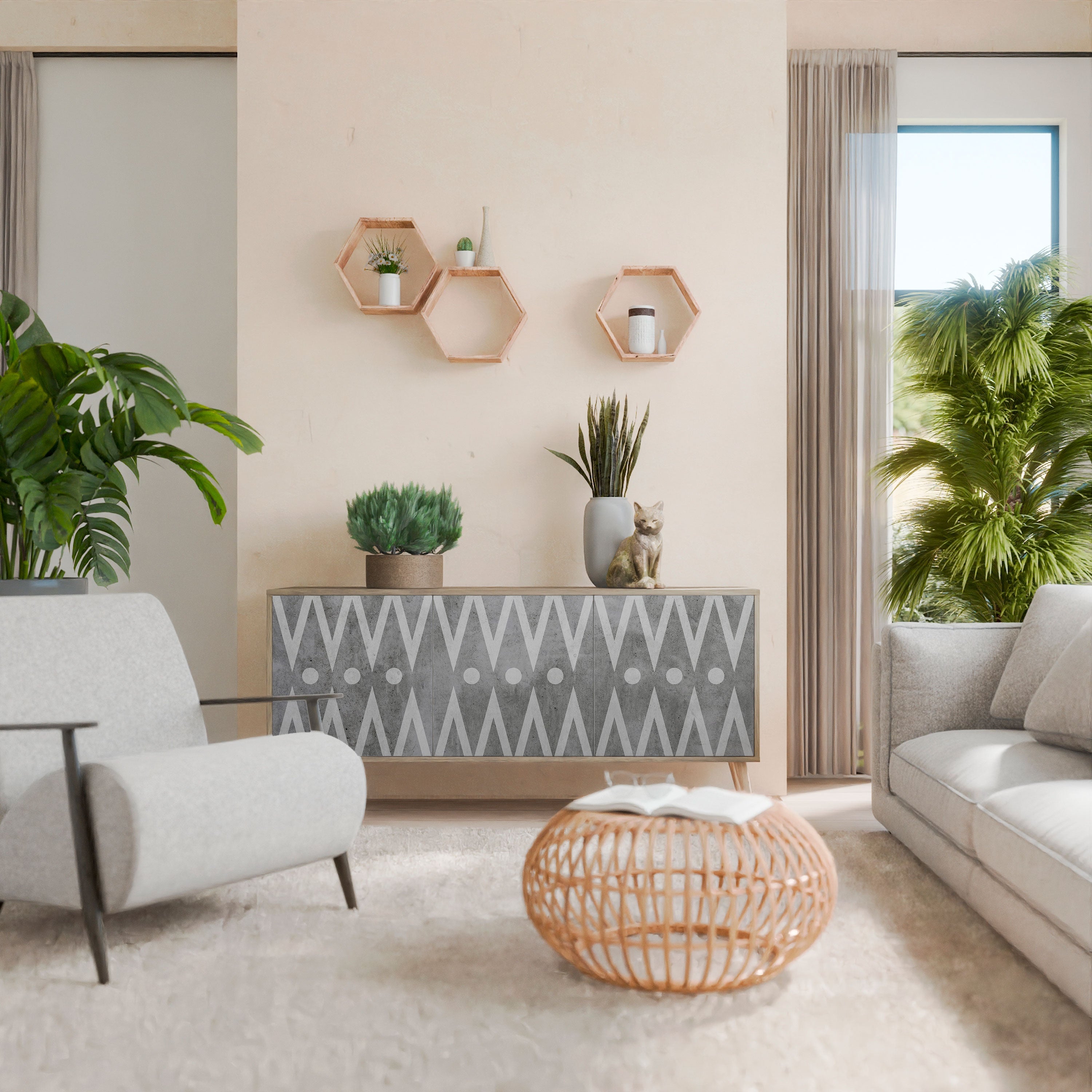 Buffet 3 portes SHARP EDGES effet chêne