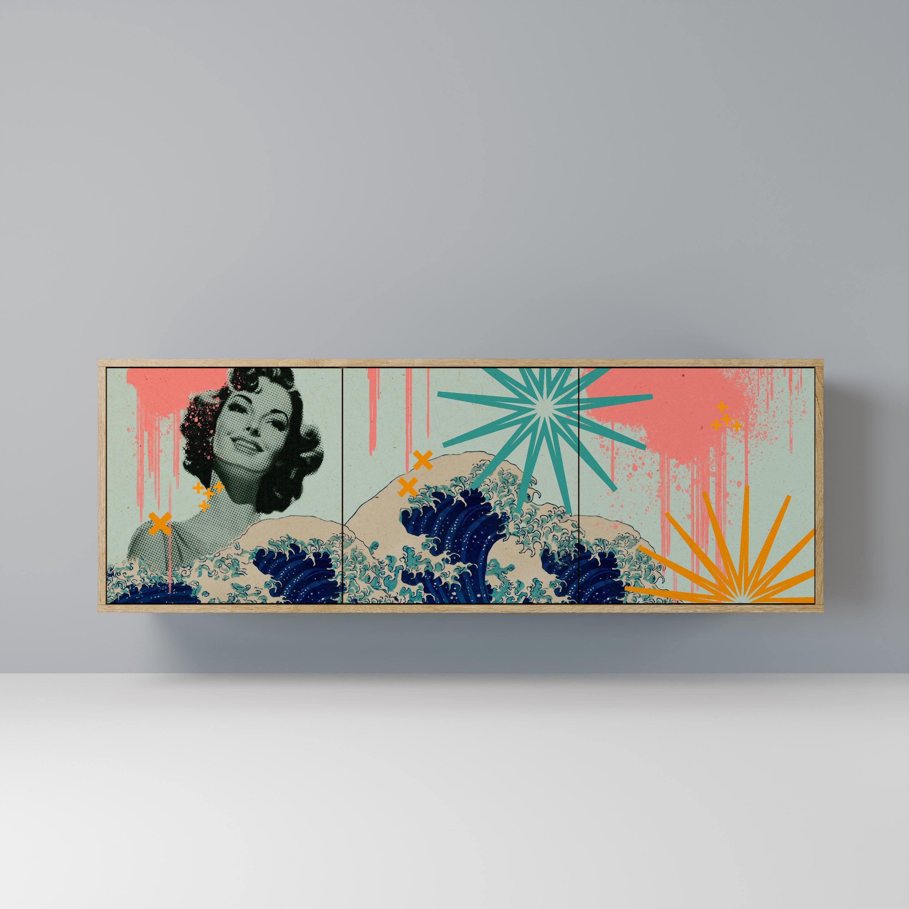 Buffet 3 portes KANAGAWA BEAUTY effet chêne