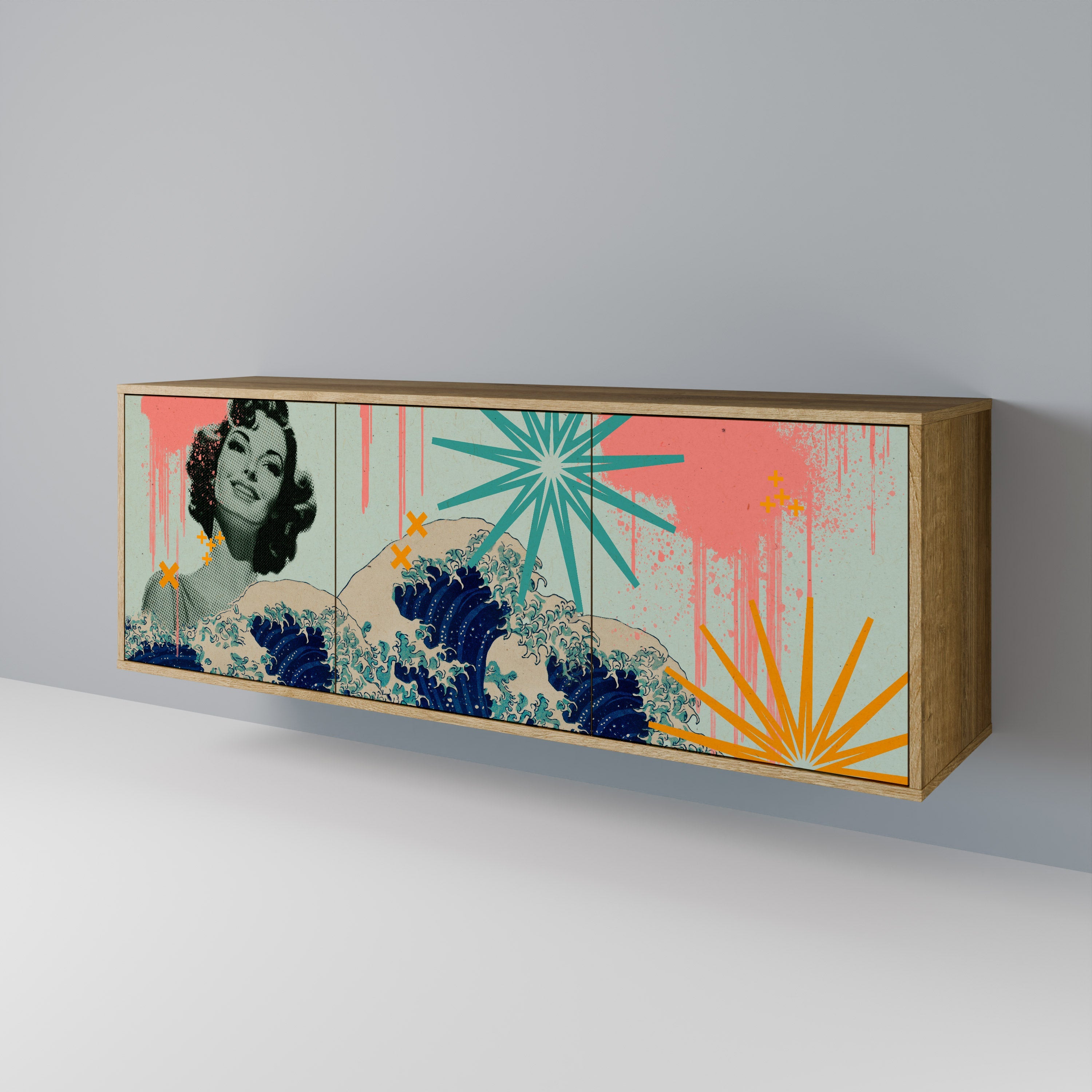 Buffet 3 portes KANAGAWA BEAUTY effet chêne