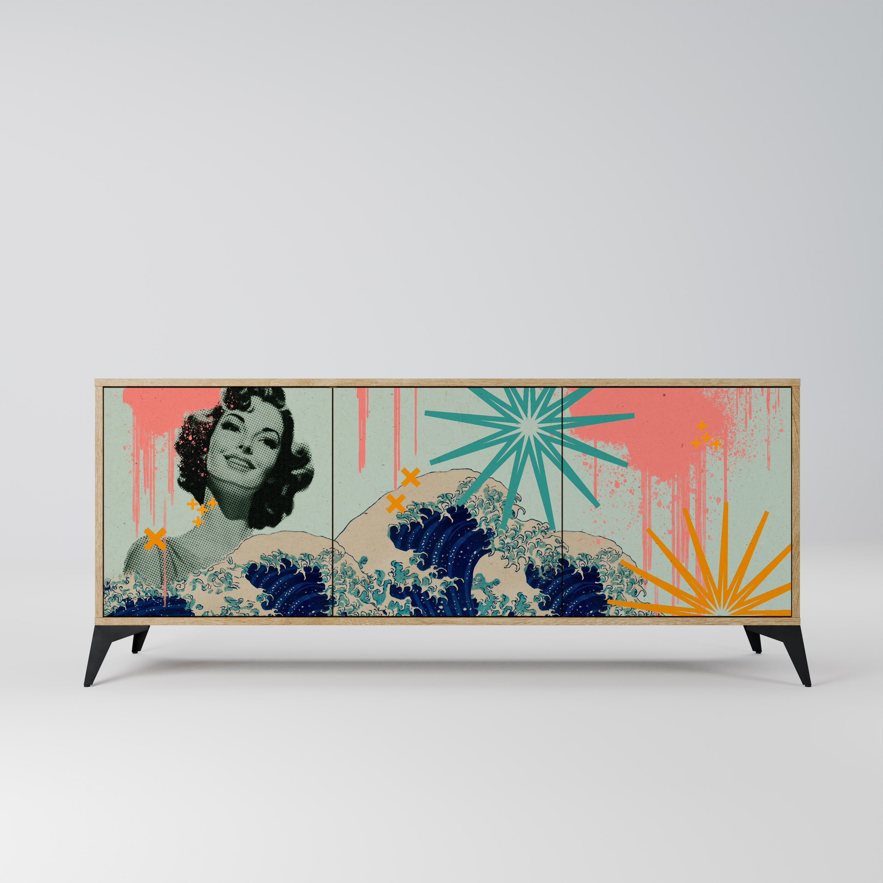 Buffet 3 portes KANAGAWA BEAUTY effet chêne