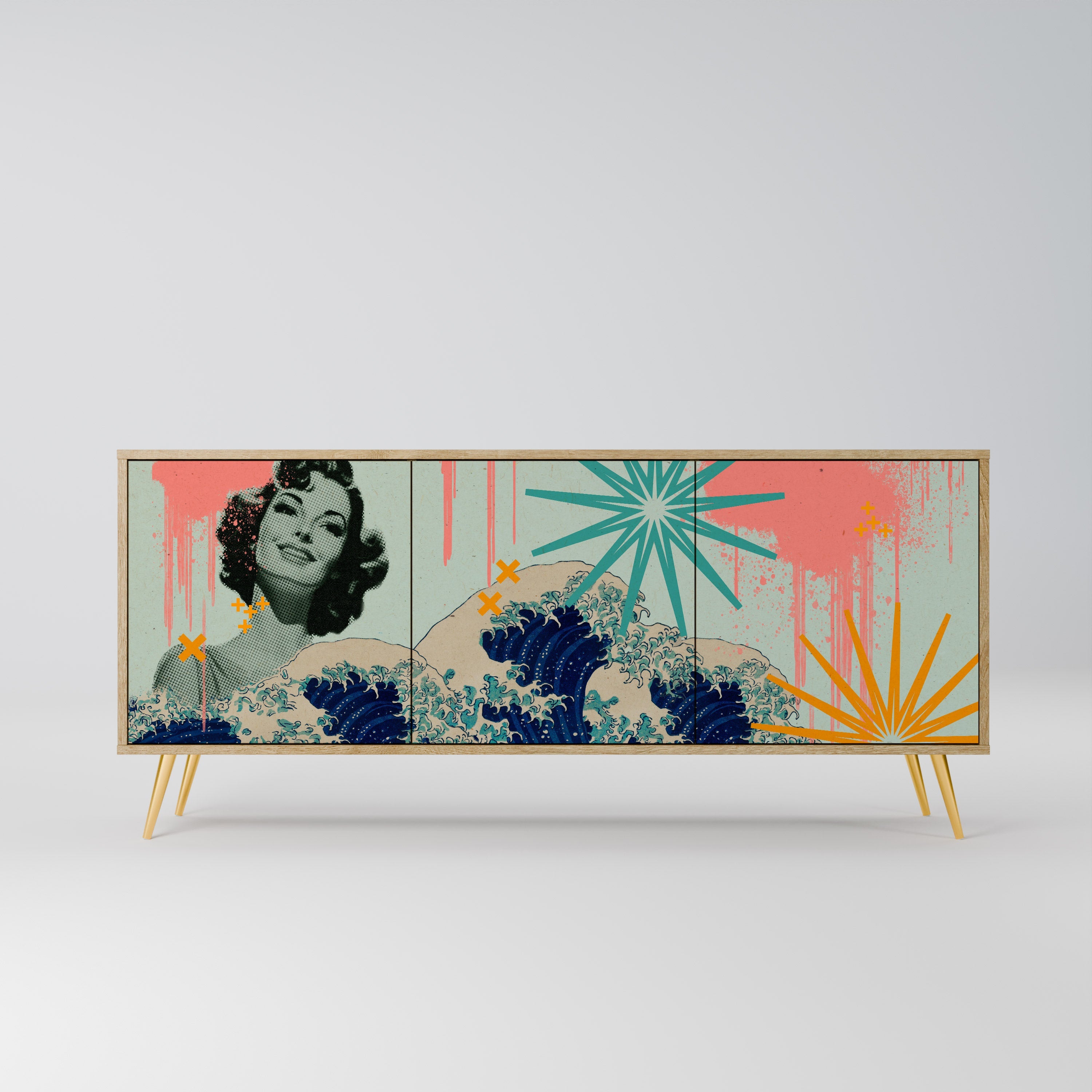 Buffet 3 portes KANAGAWA BEAUTY effet chêne