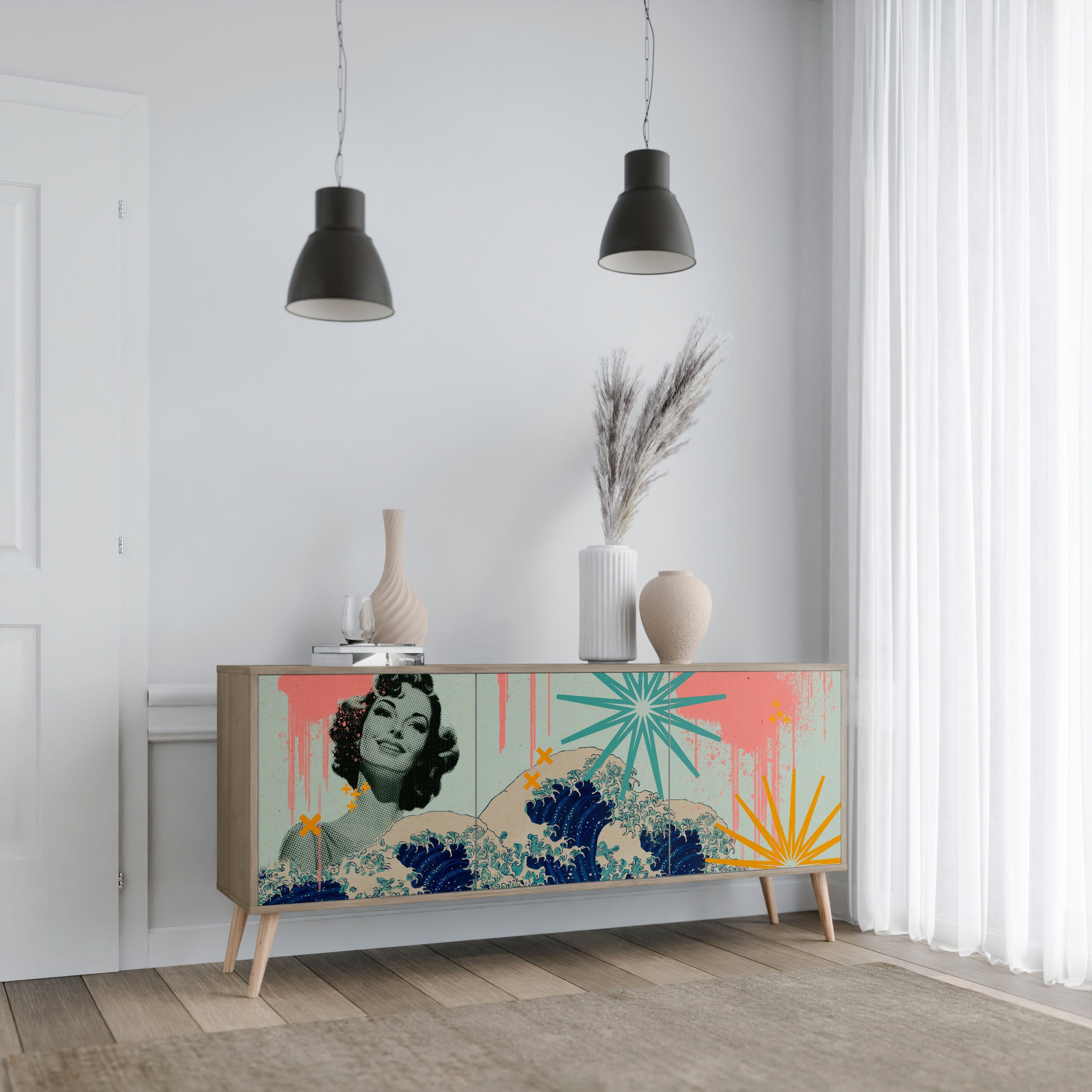 Buffet 3 portes KANAGAWA BEAUTY effet chêne