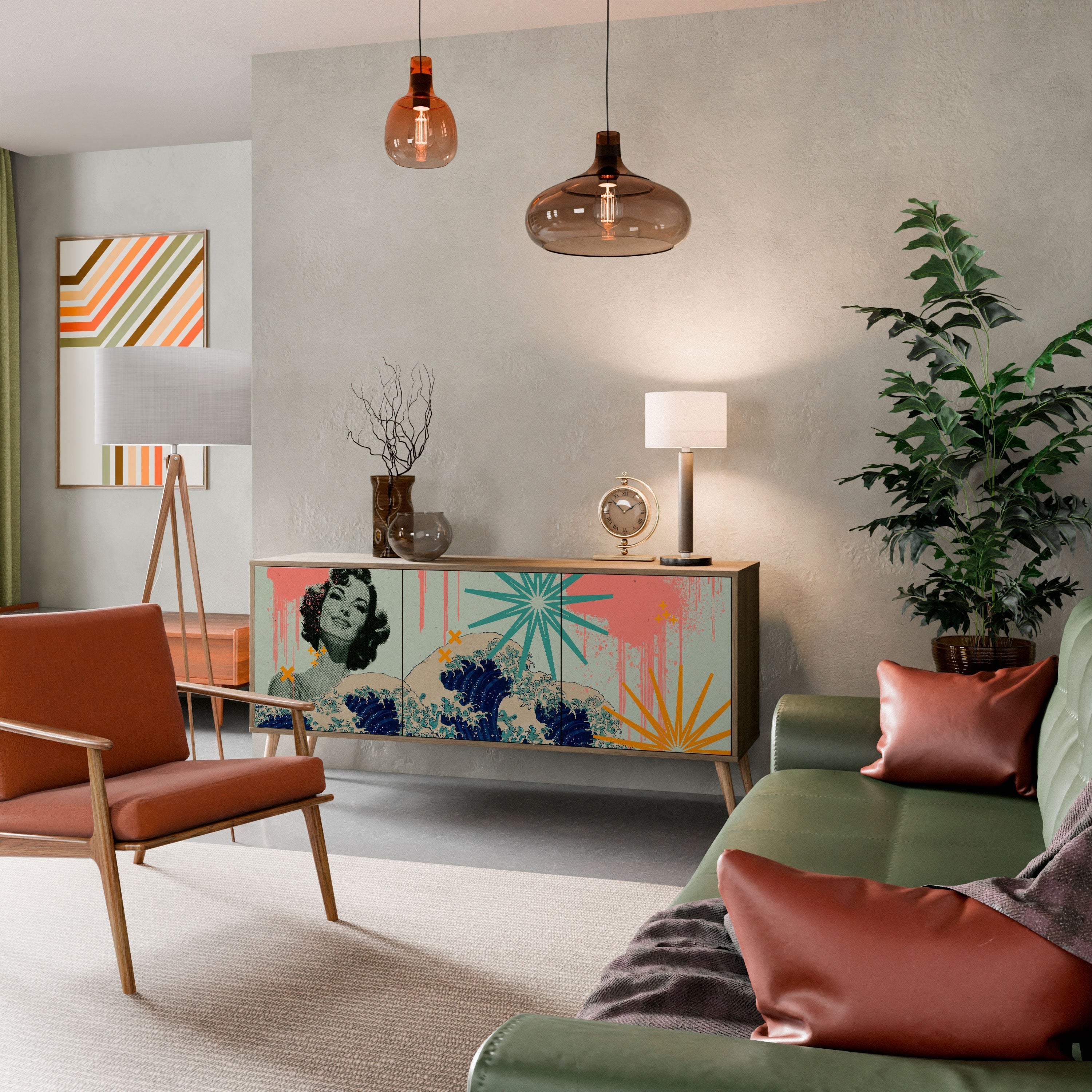 Buffet 3 portes KANAGAWA BEAUTY effet chêne