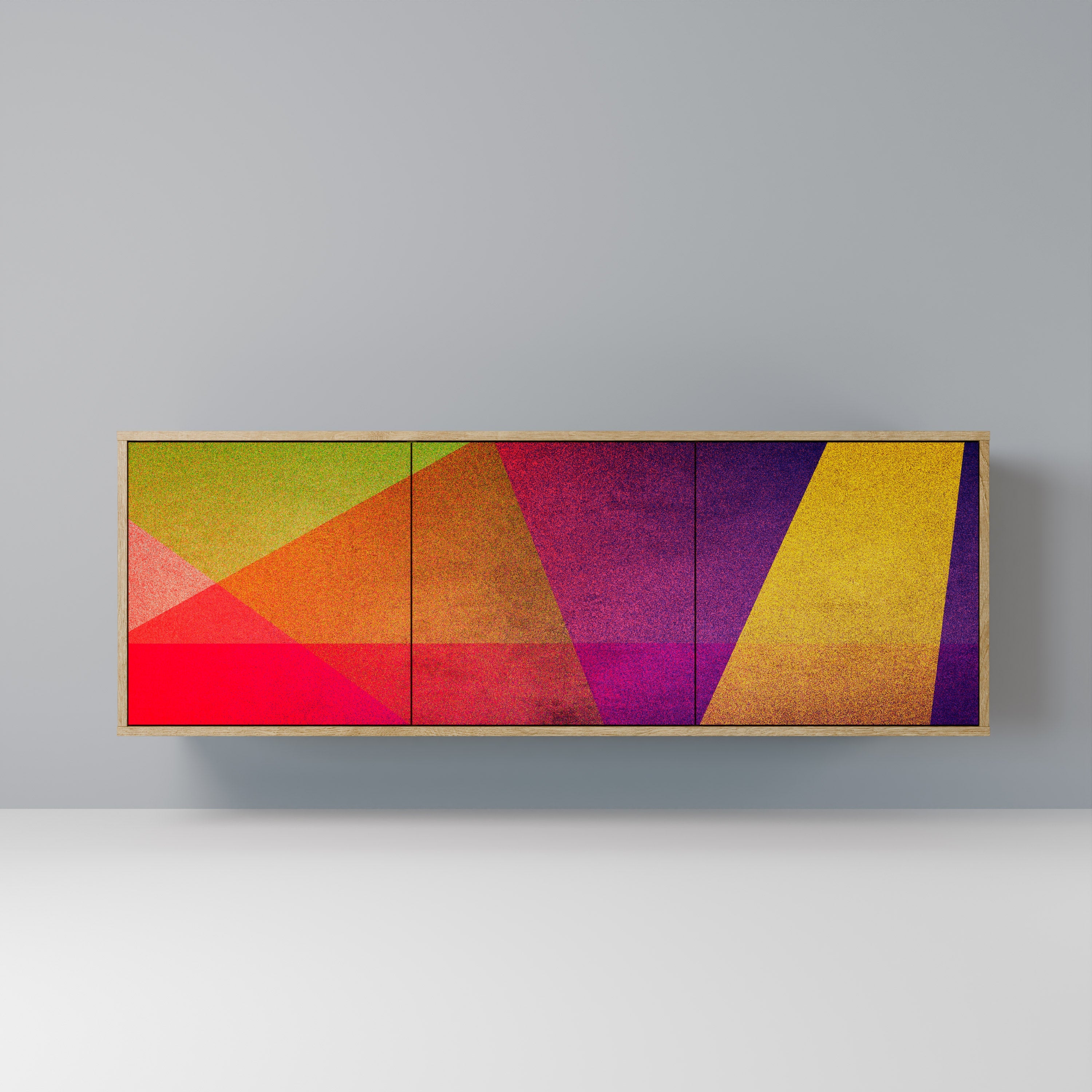 Buffet 3 portes VIVID GEOMETRY effet chêne