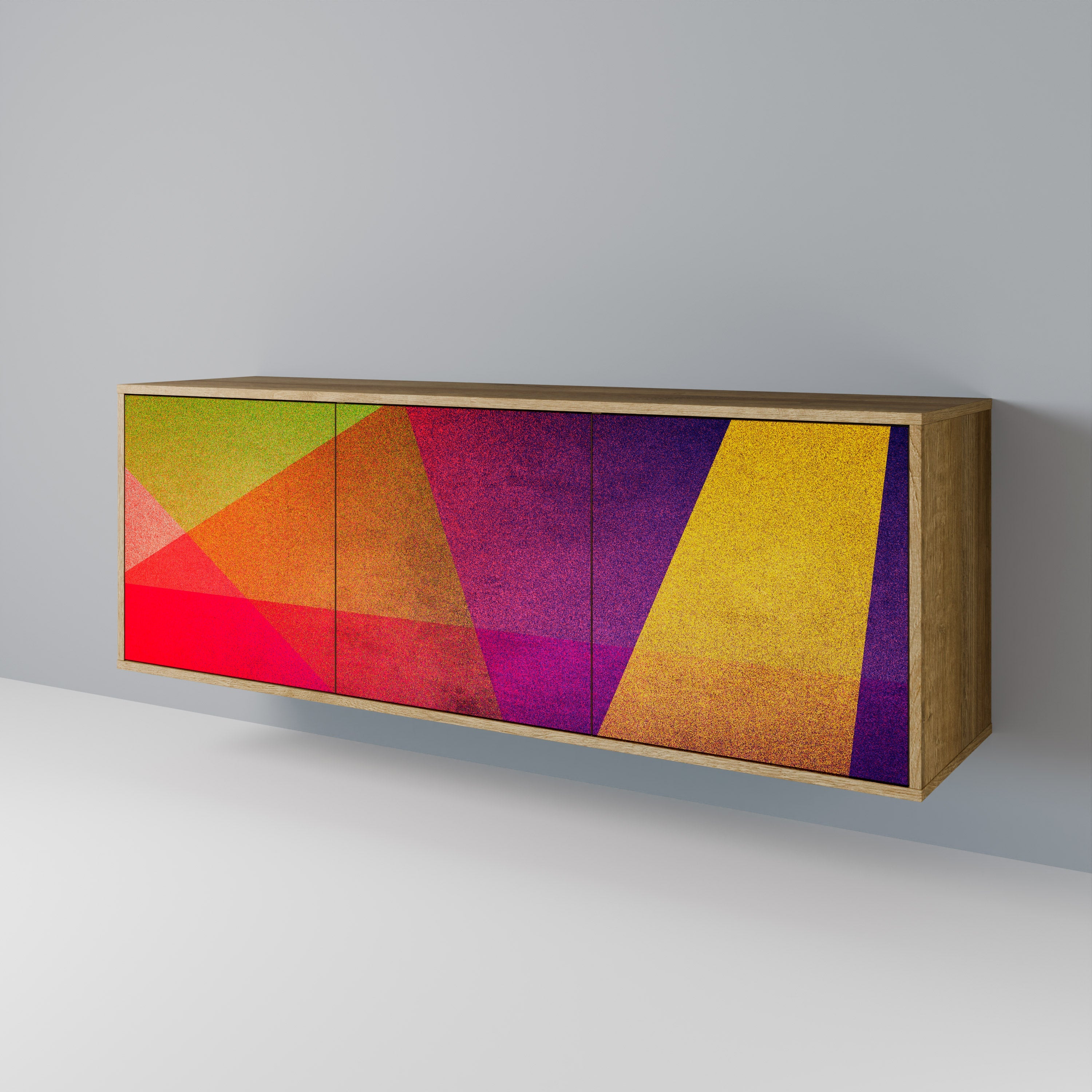 Buffet 3 portes VIVID GEOMETRY effet chêne
