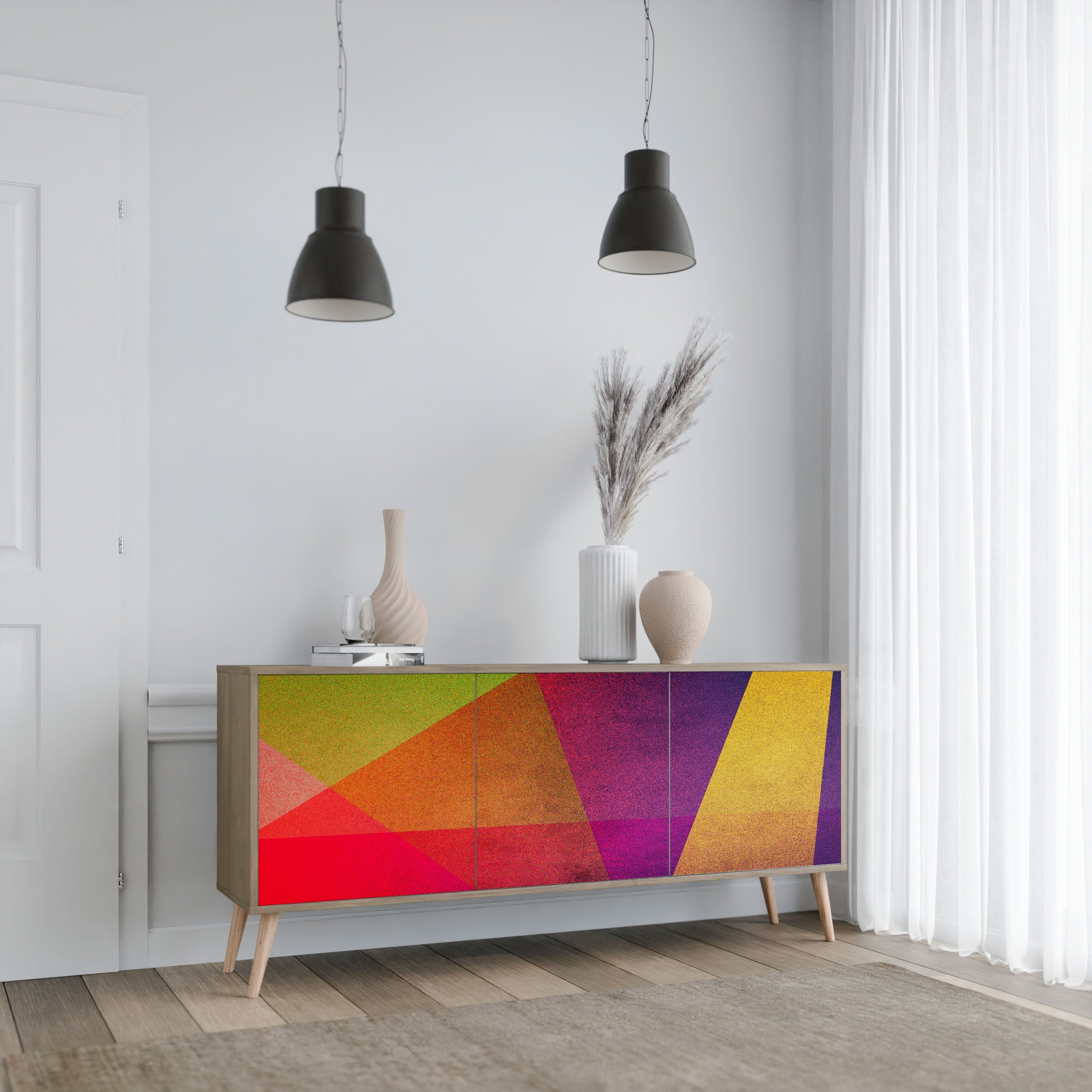 Buffet 3 portes VIVID GEOMETRY effet chêne