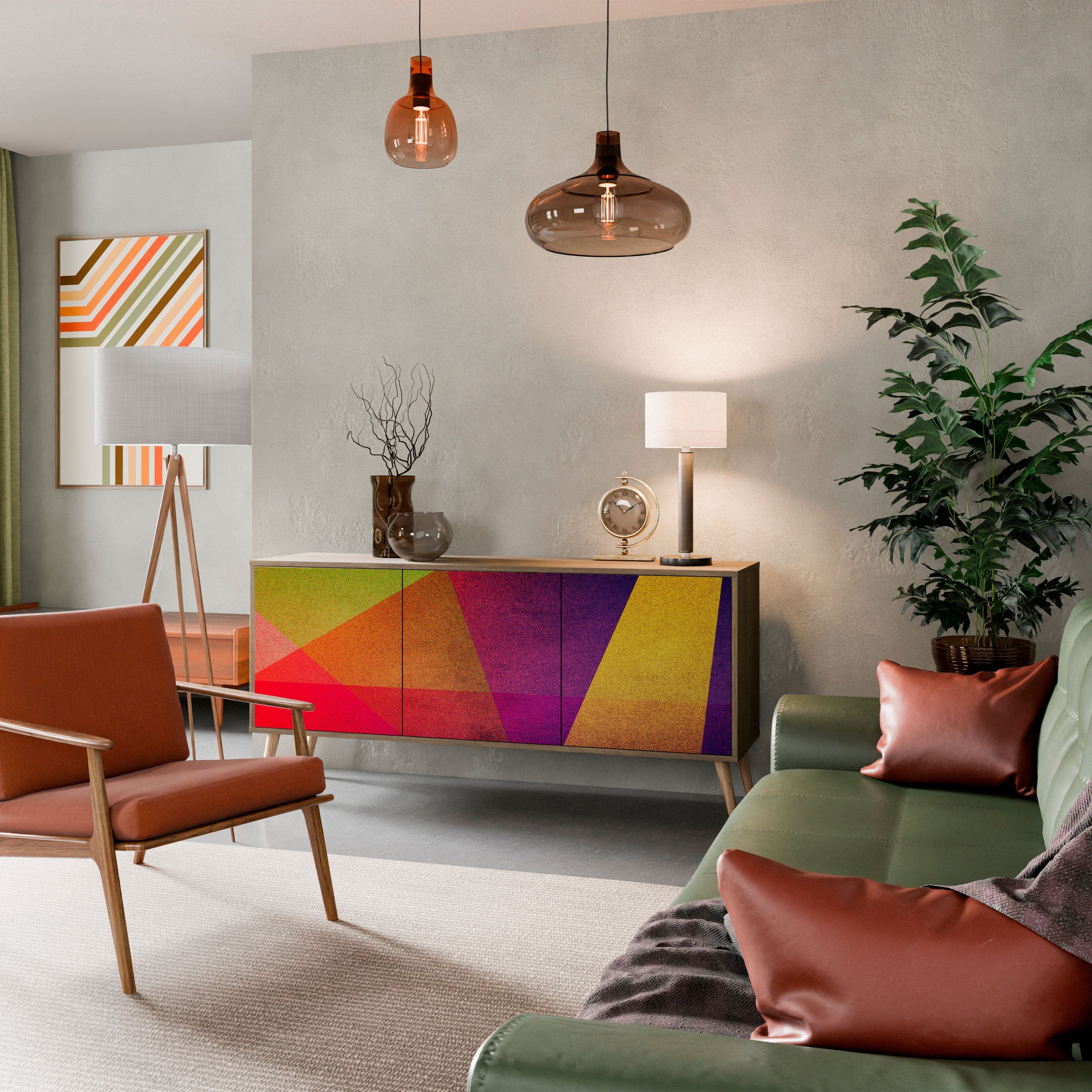 Buffet 3 portes VIVID GEOMETRY effet chêne