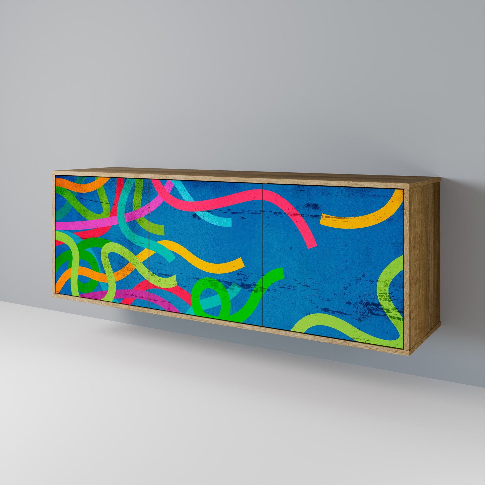 Buffet 3 portes STREAMER TANGLE effet chêne