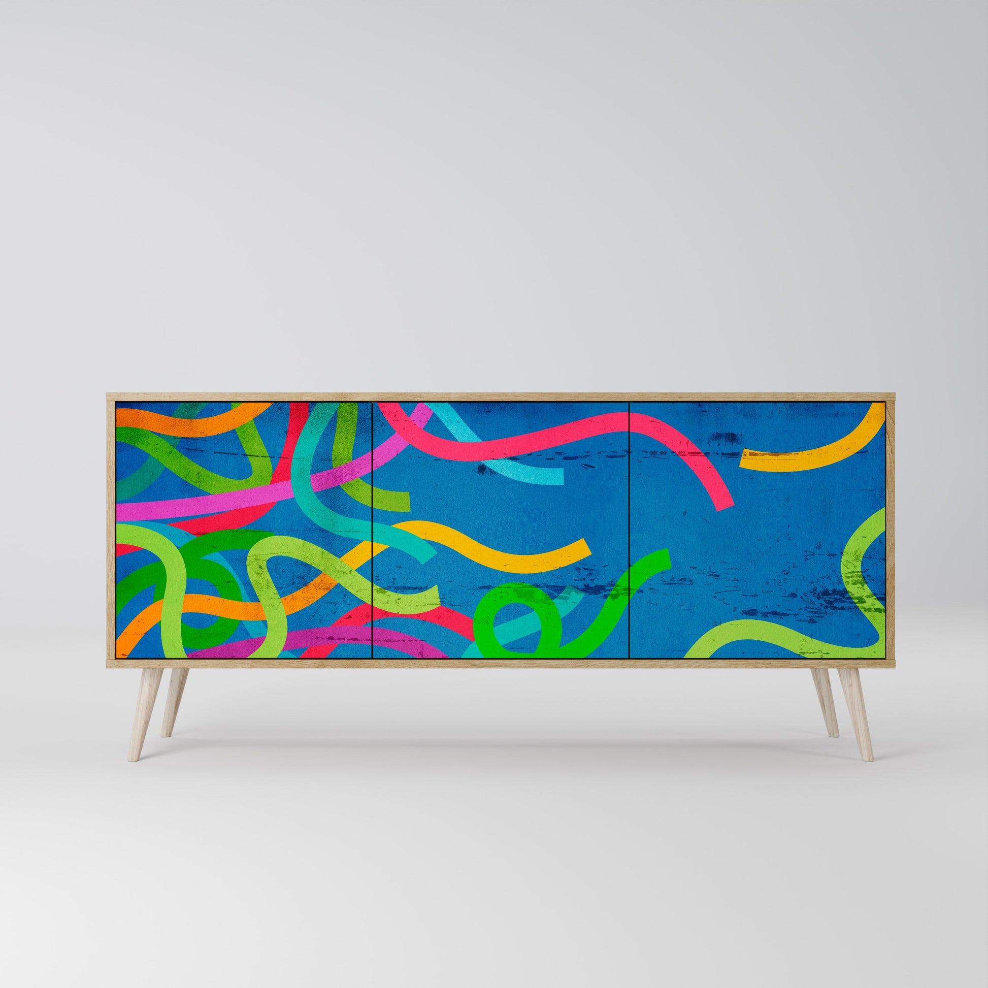 Buffet 3 portes STREAMER TANGLE effet chêne