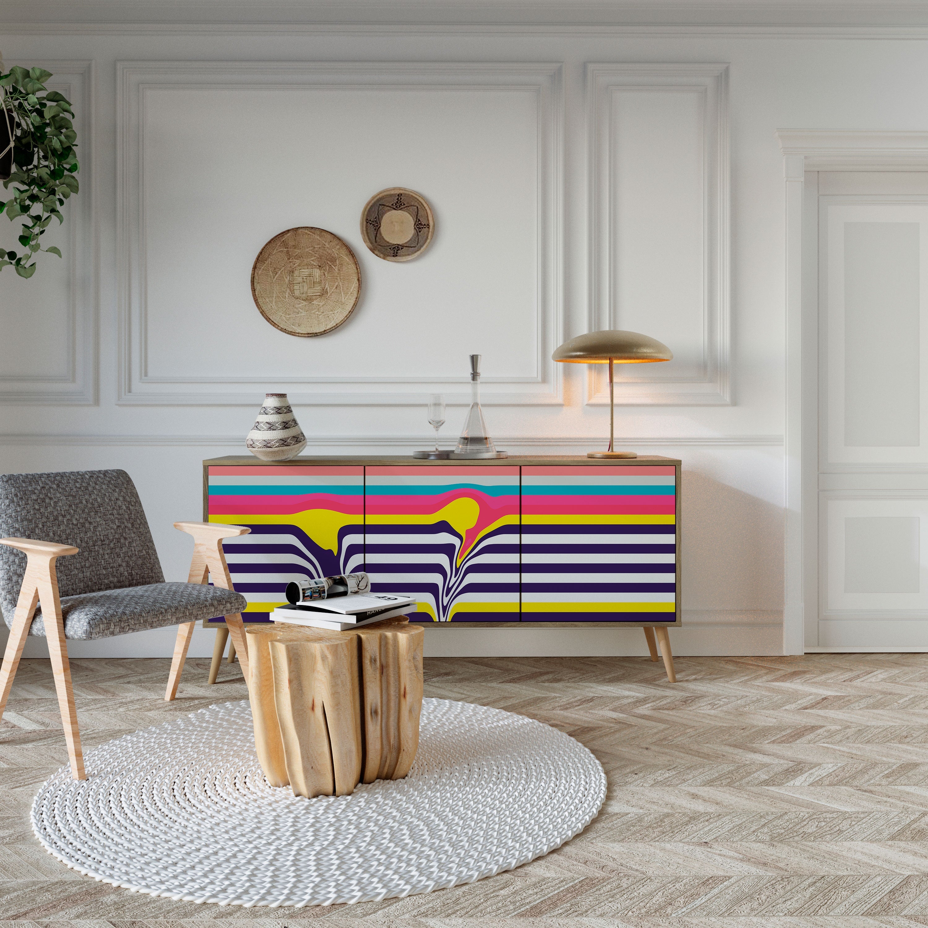 Buffet 3 portes effet chêne TONE COLLAPSE