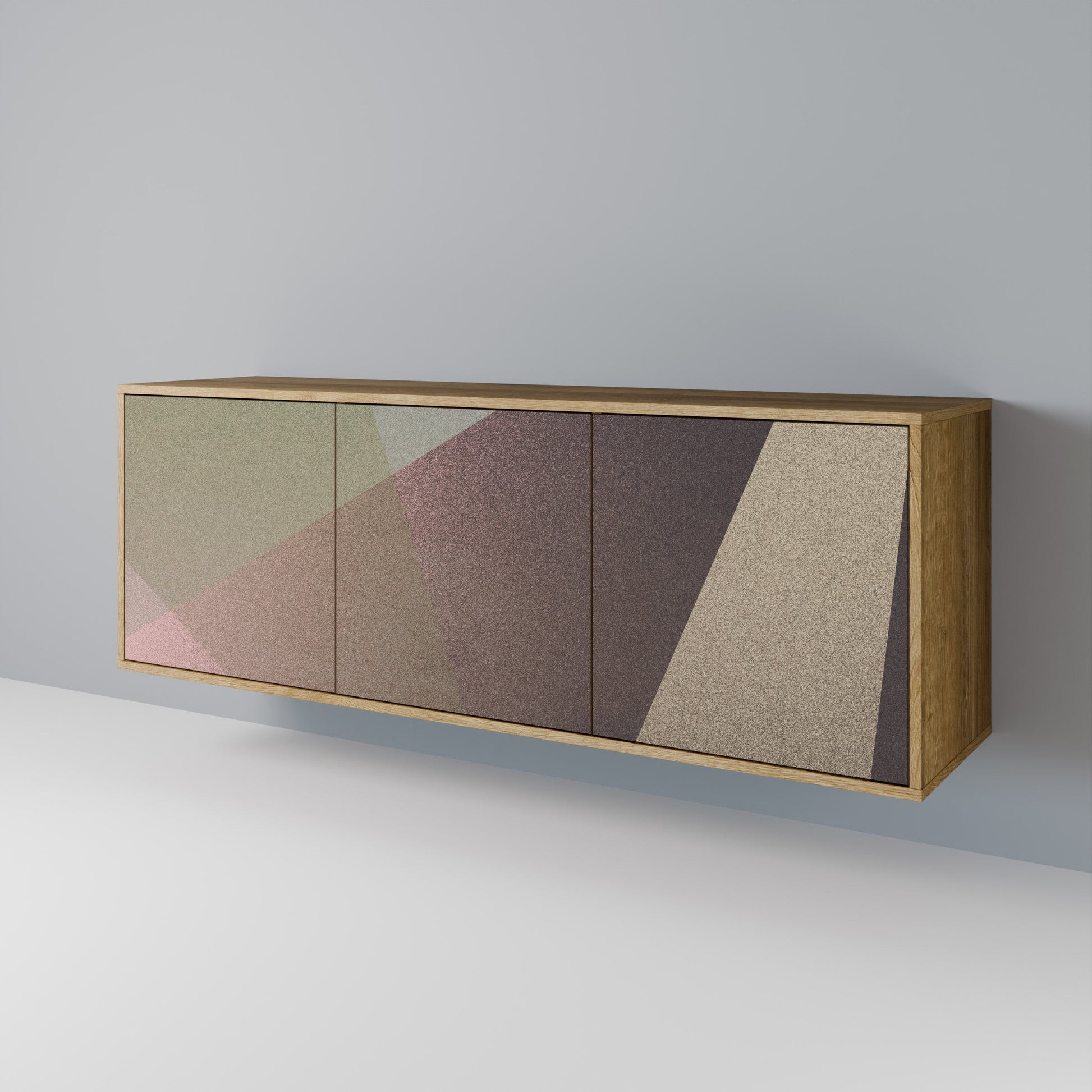 Buffet 3 portes effet chêne BEIGE GEOMETRY