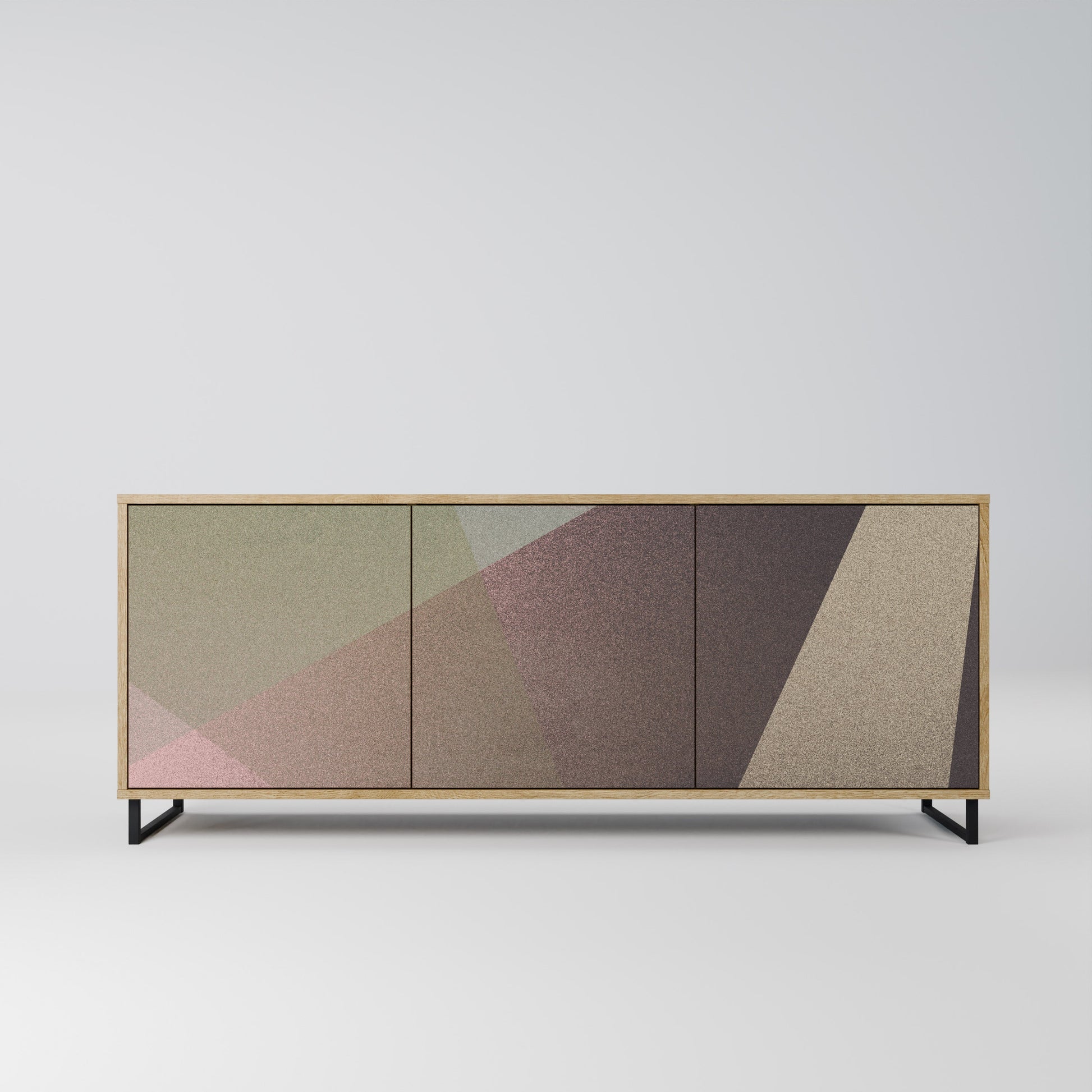 Buffet 3 portes effet chêne BEIGE GEOMETRY