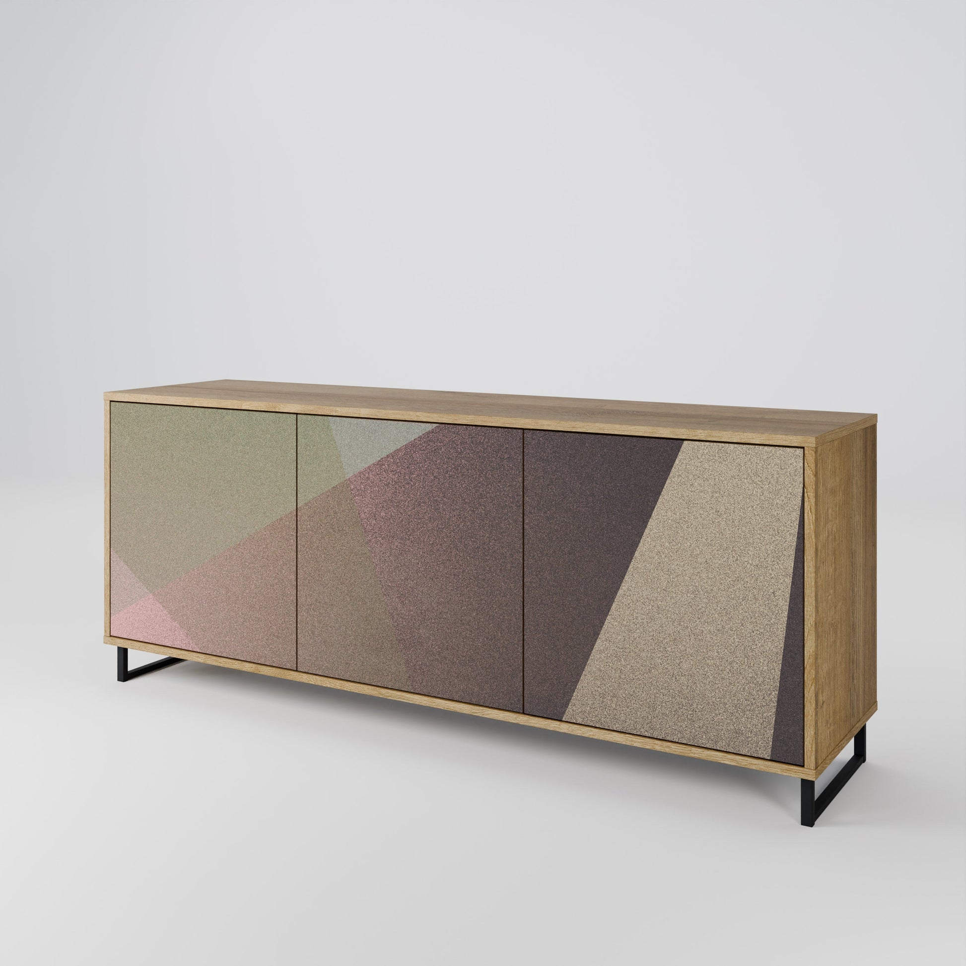 Buffet 3 portes effet chêne BEIGE GEOMETRY