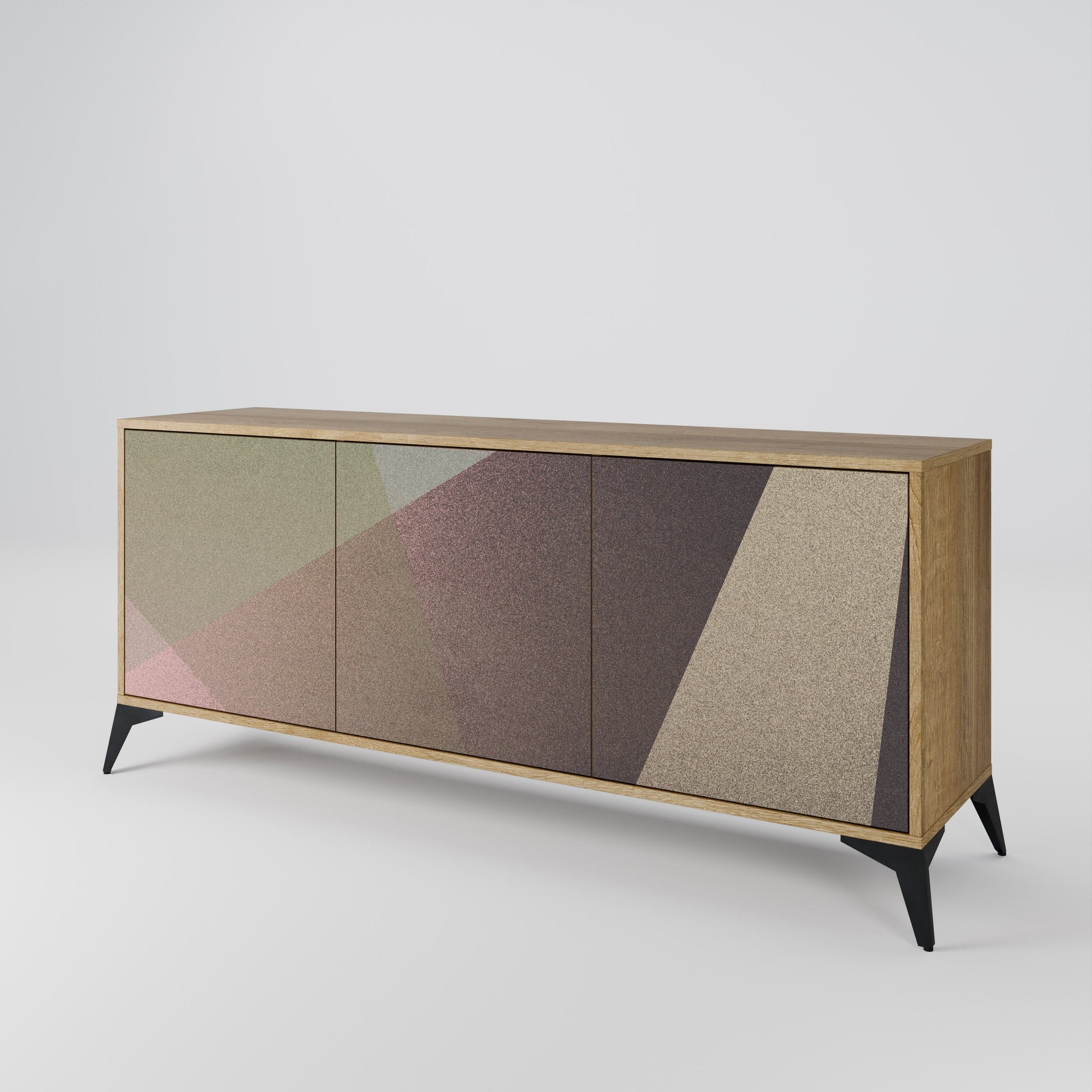 Buffet 3 portes effet chêne BEIGE GEOMETRY