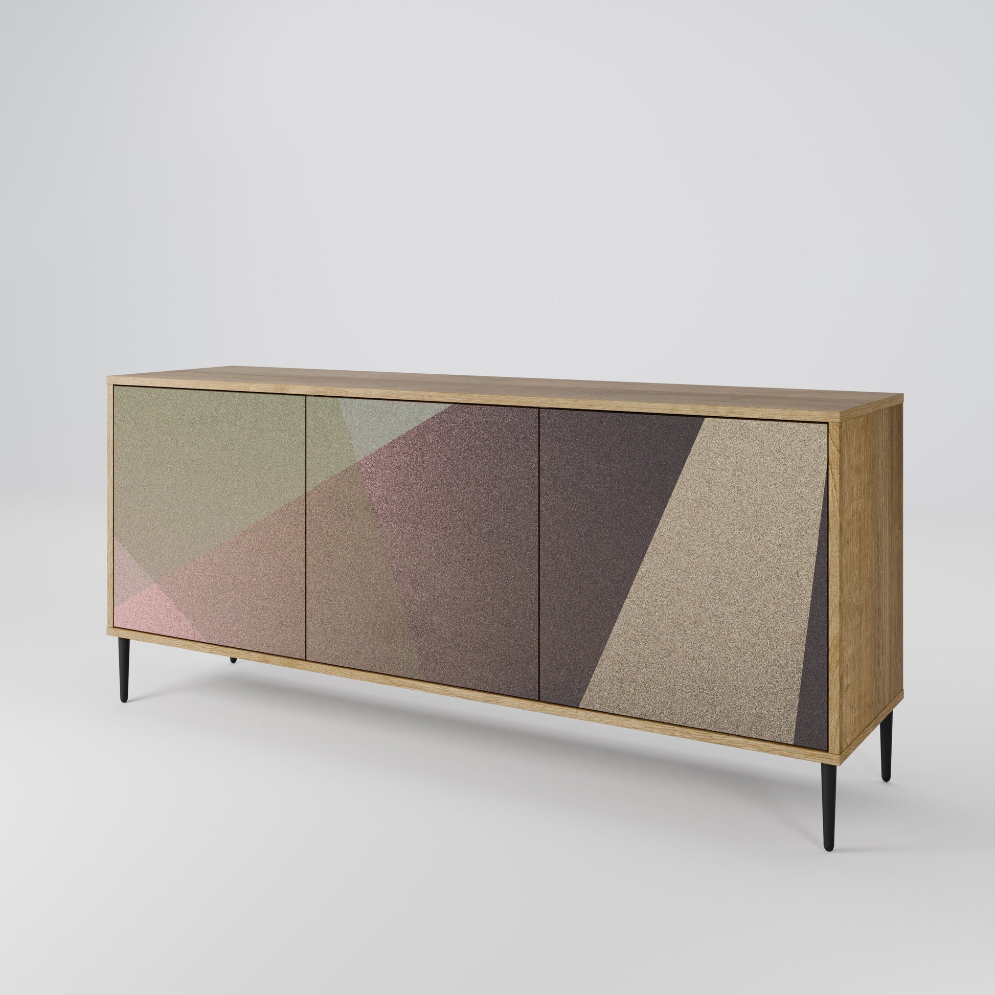 Buffet 3 portes effet chêne BEIGE GEOMETRY