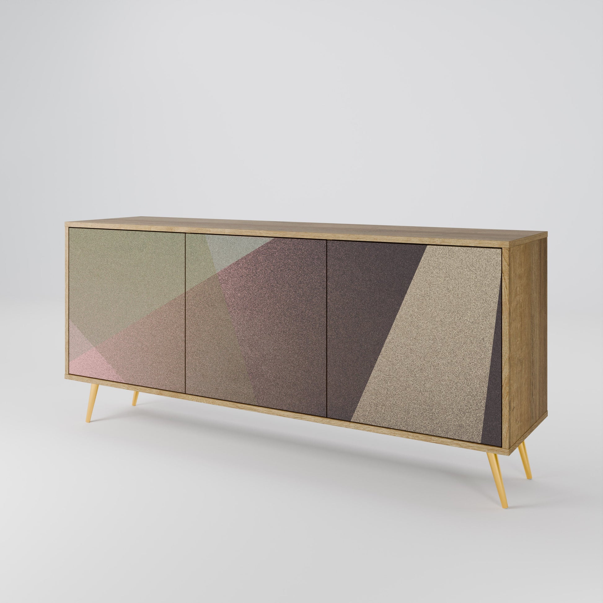Buffet 3 portes effet chêne BEIGE GEOMETRY