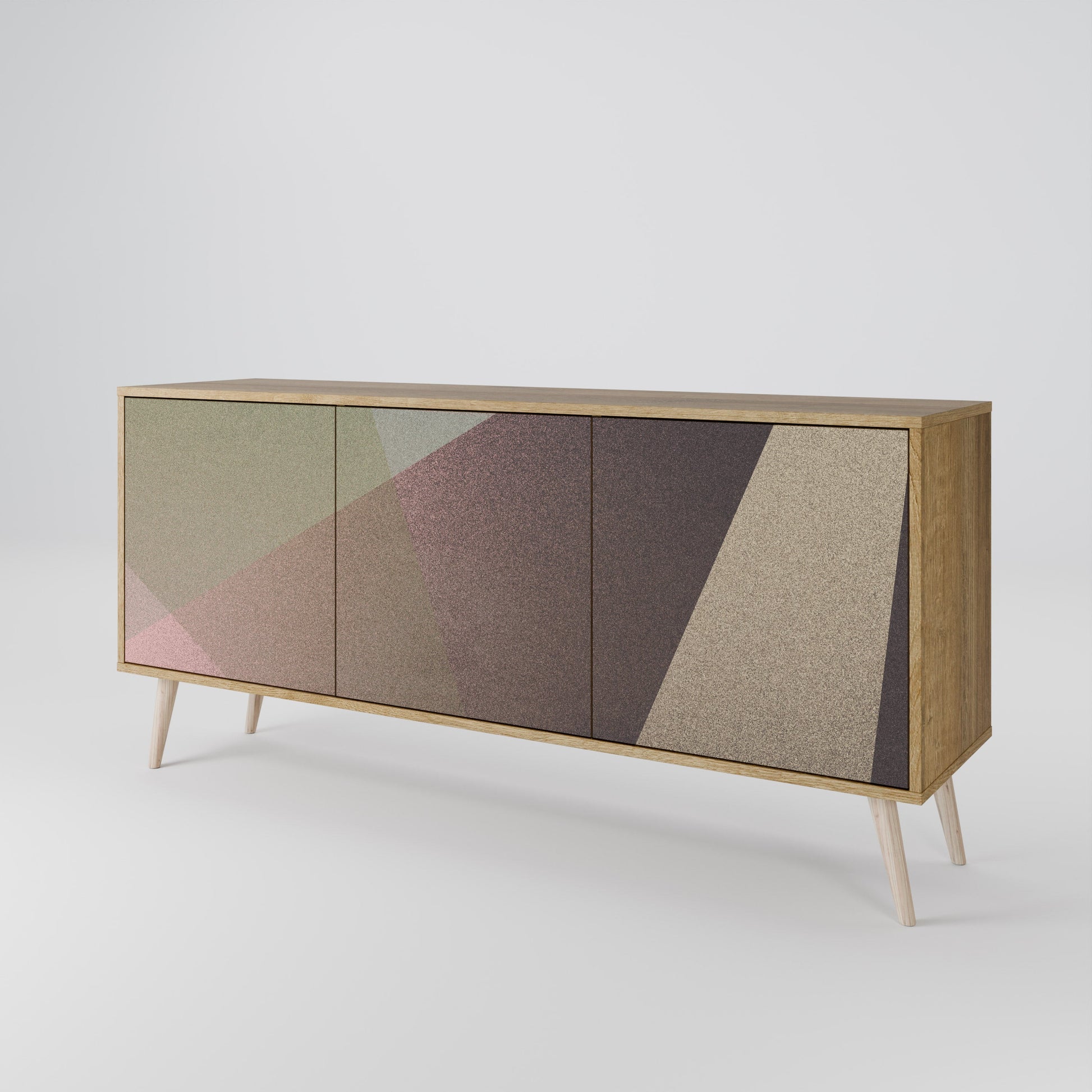 Buffet 3 portes effet chêne BEIGE GEOMETRY