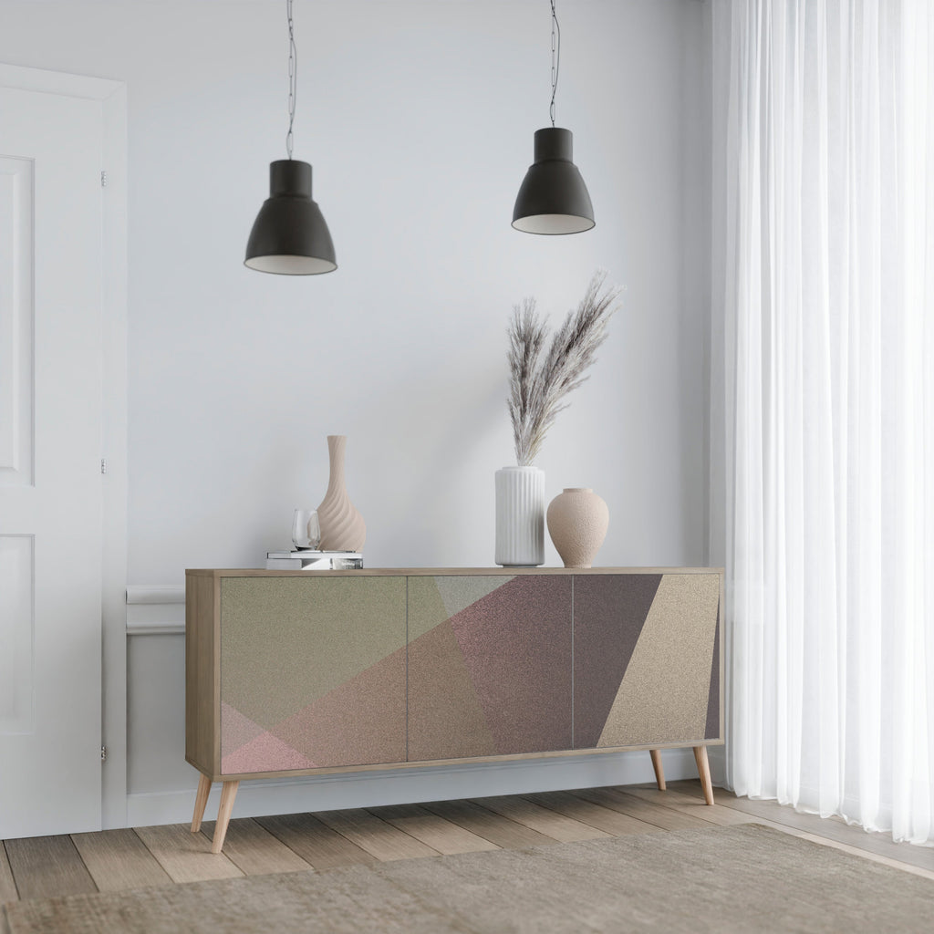 Buffet 3 portes effet chêne BEIGE GEOMETRY
