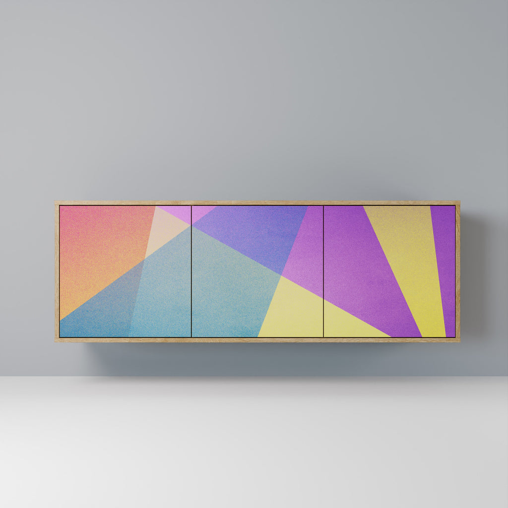 BRIGHT GEOMETRY 3-Door Sideboard in Oak Effect