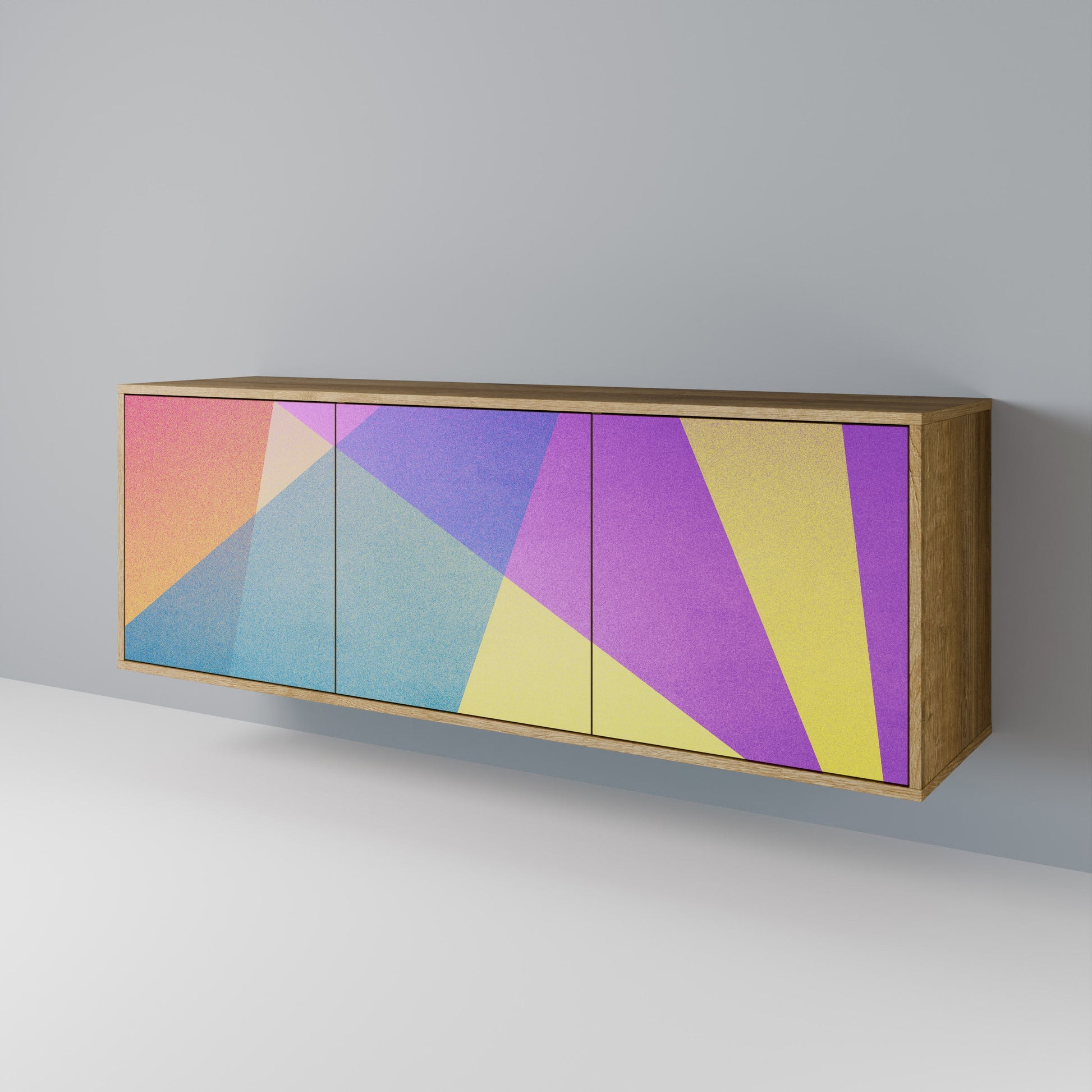 Buffet 3 portes BRIGHT GEOMETRY effet chêne