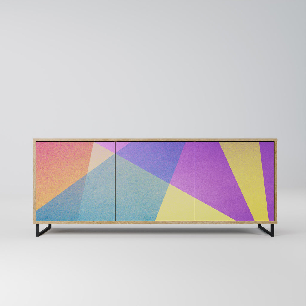 BRIGHT GEOMETRY 3-Door Sideboard in Oak Effect