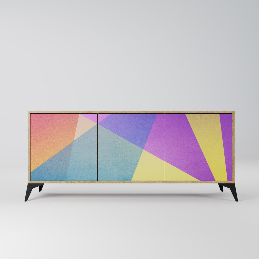 BRIGHT GEOMETRY 3-Door Sideboard in Oak Effect