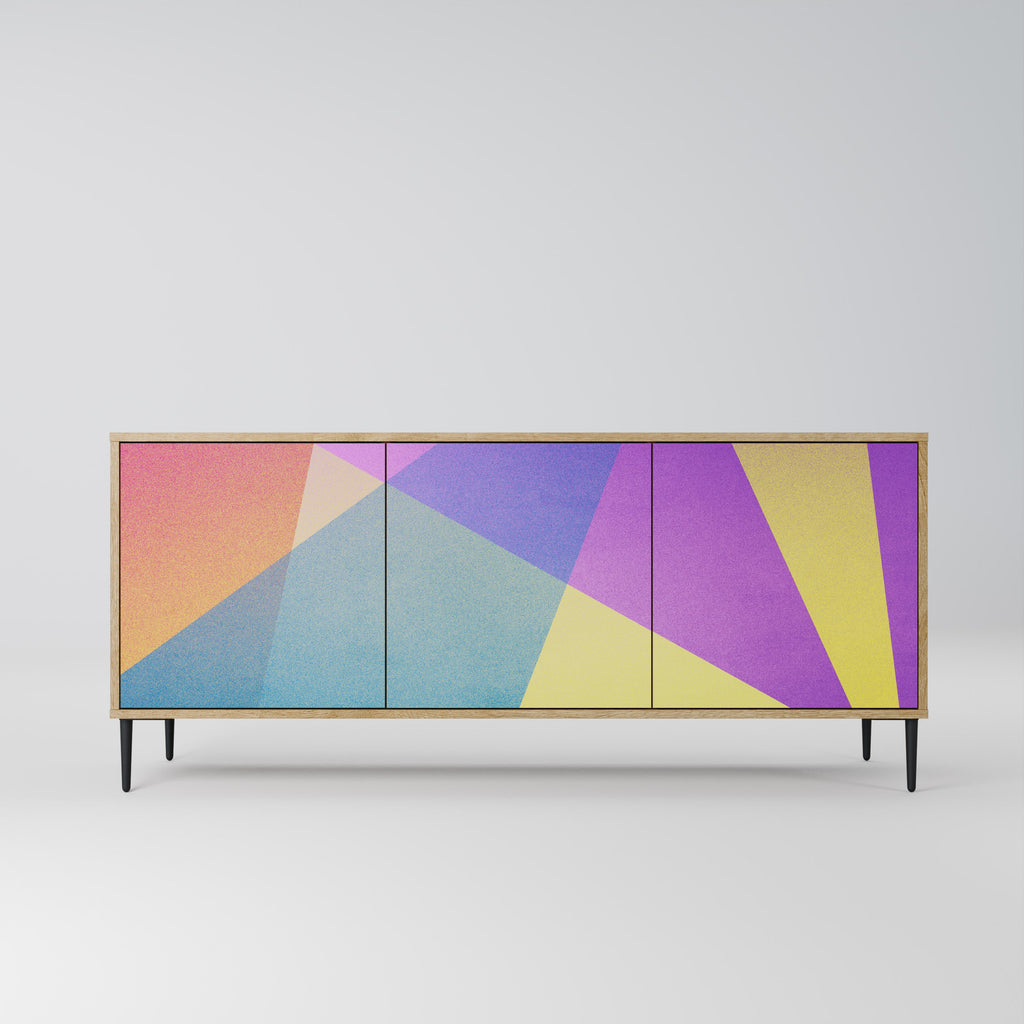 BRIGHT GEOMETRY 3-Door Sideboard in Oak Effect