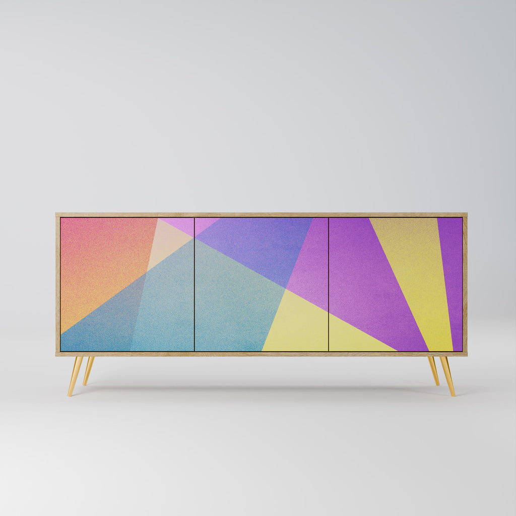 BRIGHT GEOMETRY 3-Door Sideboard in Oak Effect
