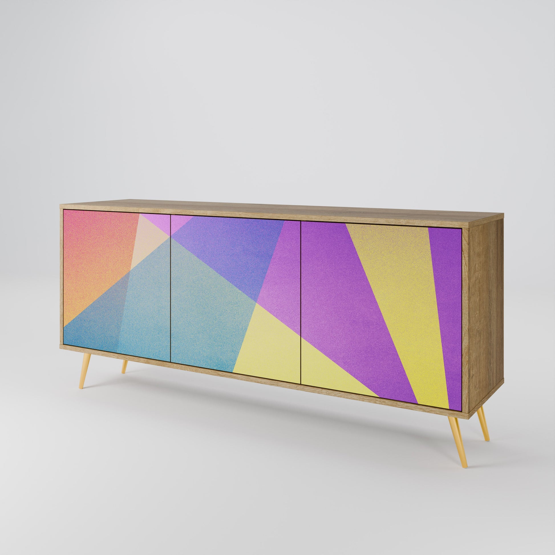 Buffet 3 portes BRIGHT GEOMETRY effet chêne