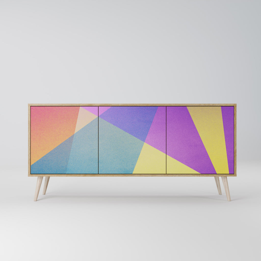 BRIGHT GEOMETRY 3-Door Sideboard in Oak Effect