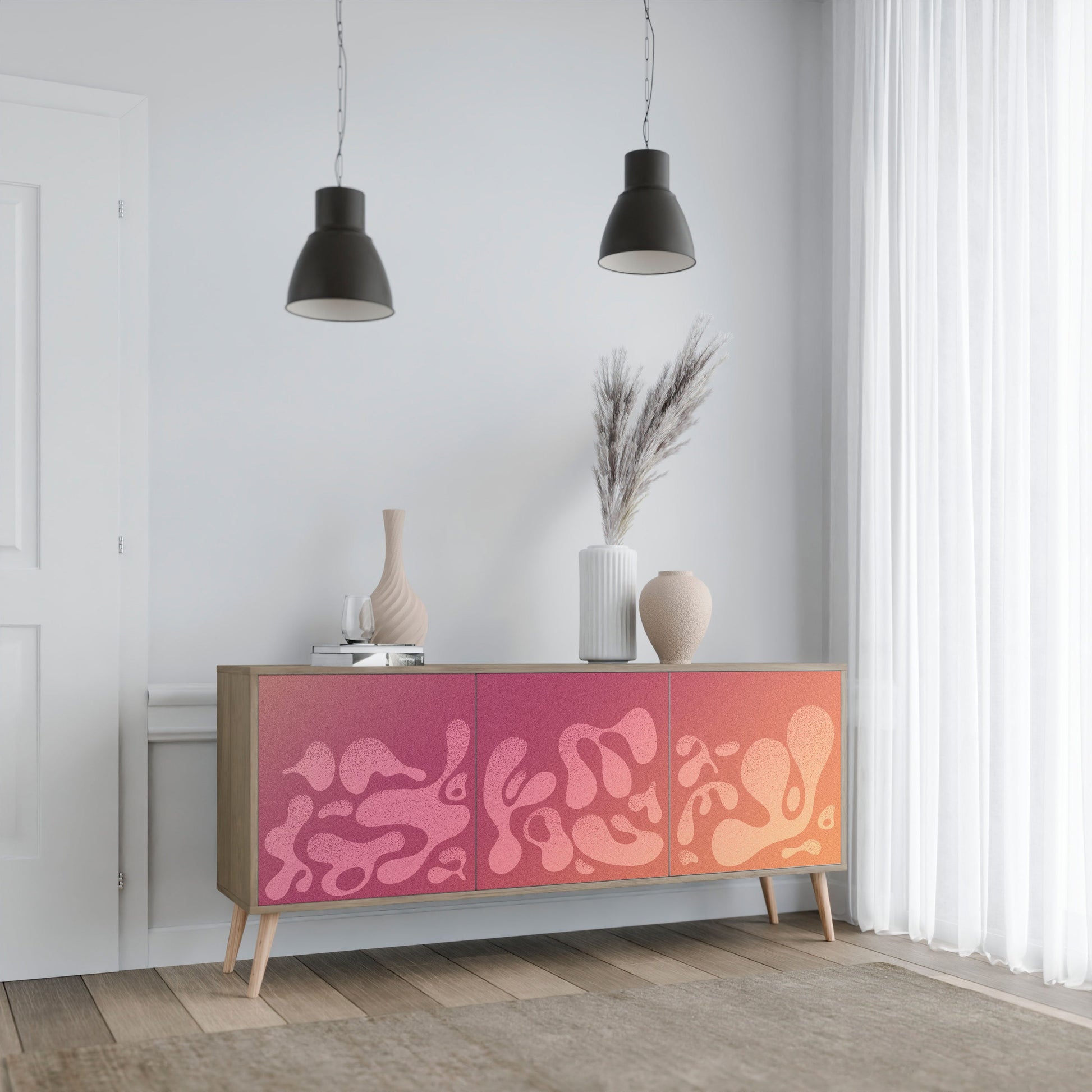 Buffet 3 portes IRREGULAR PINK effet chêne