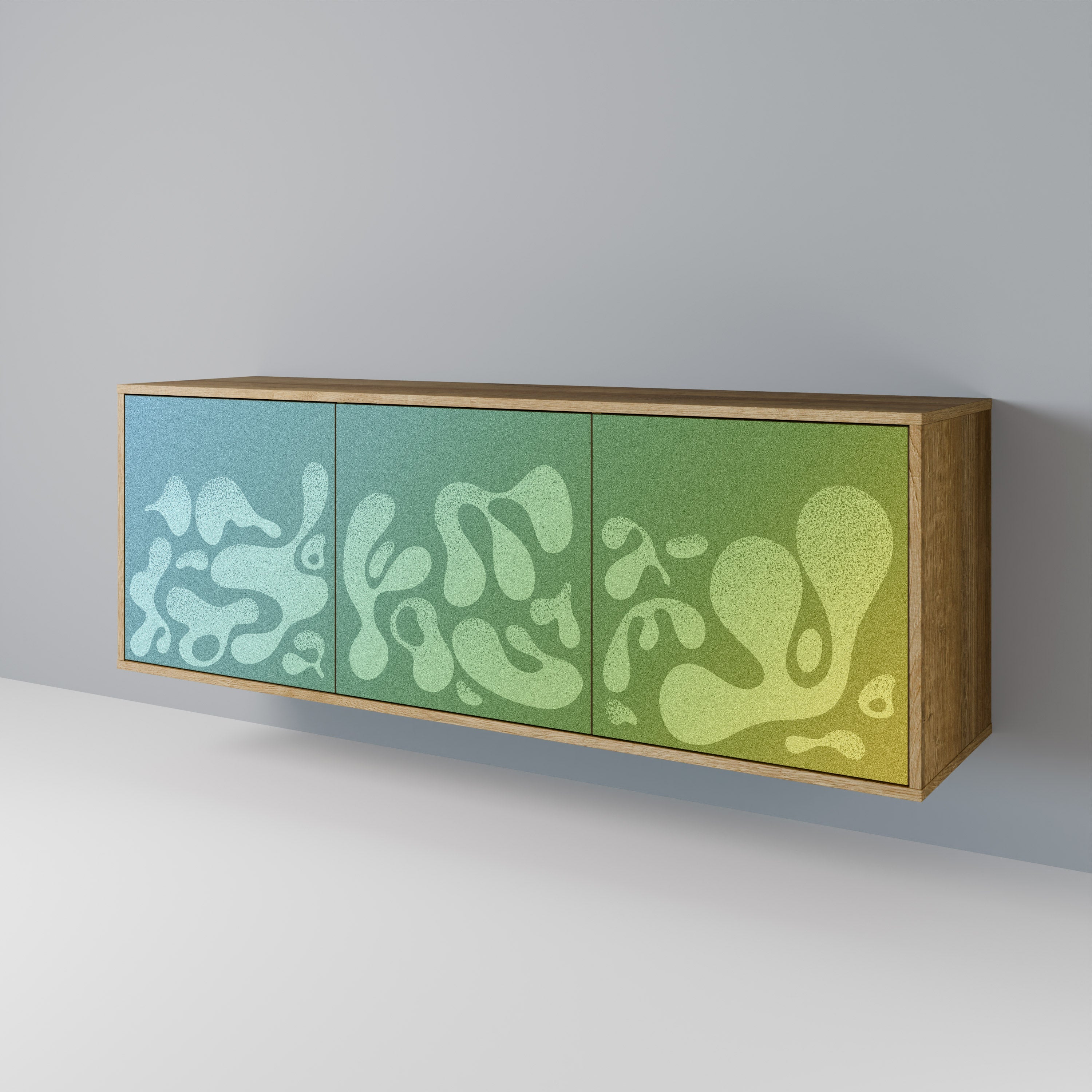 Buffet 3 portes IRREGULAR BLUE effet chêne