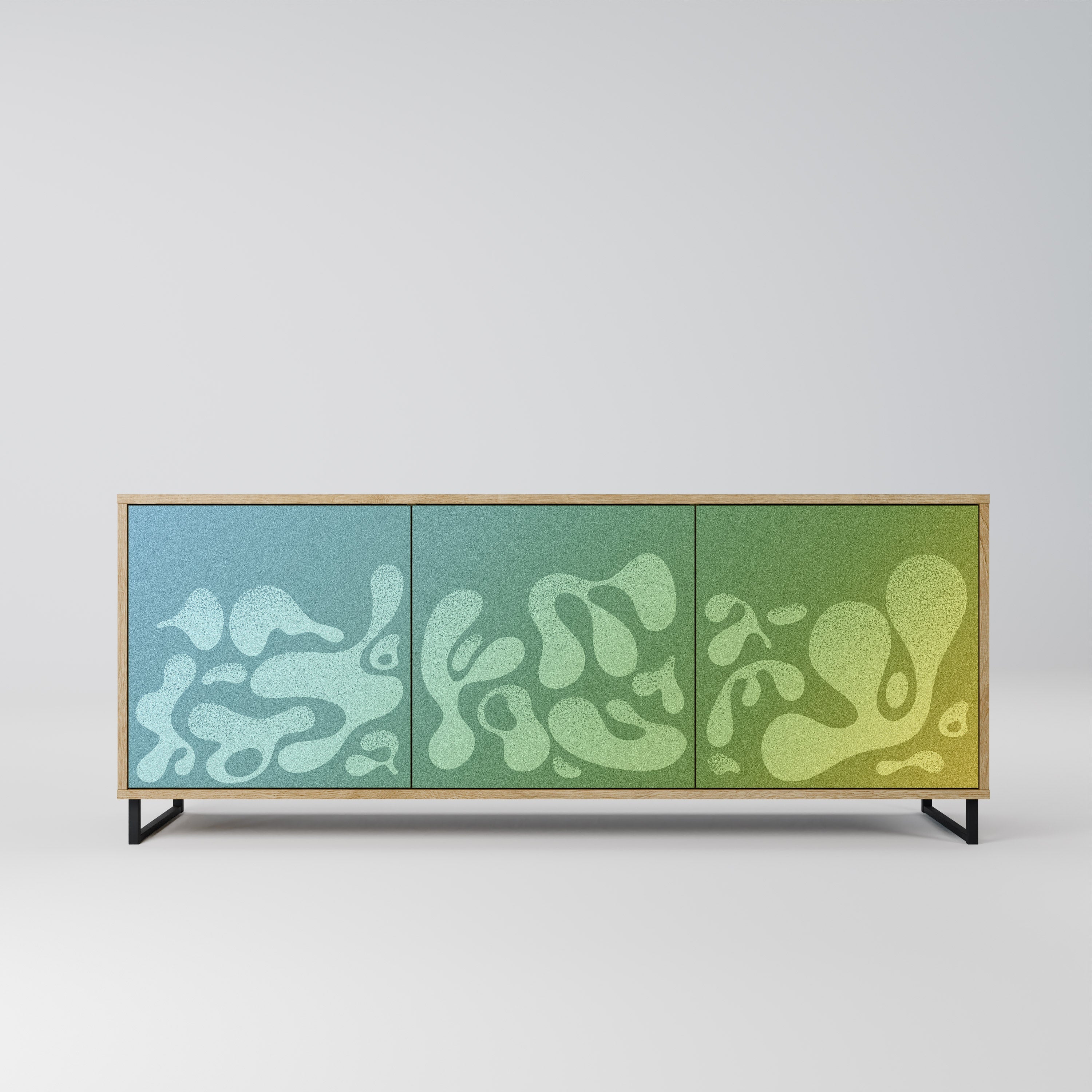 Buffet 3 portes IRREGULAR BLUE effet chêne