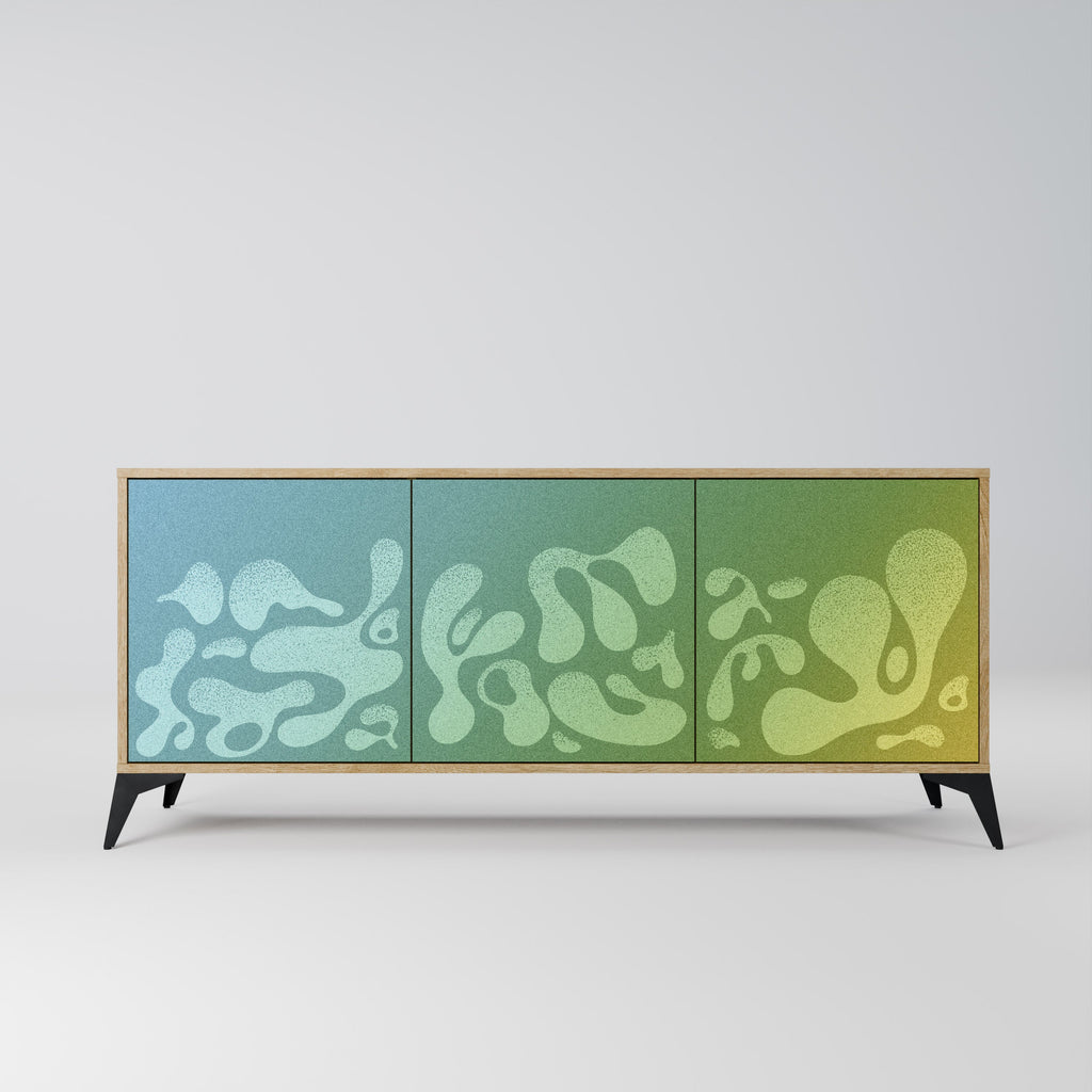 IRREGULAR BLUE 3-Door Sideboard in Oak Effect