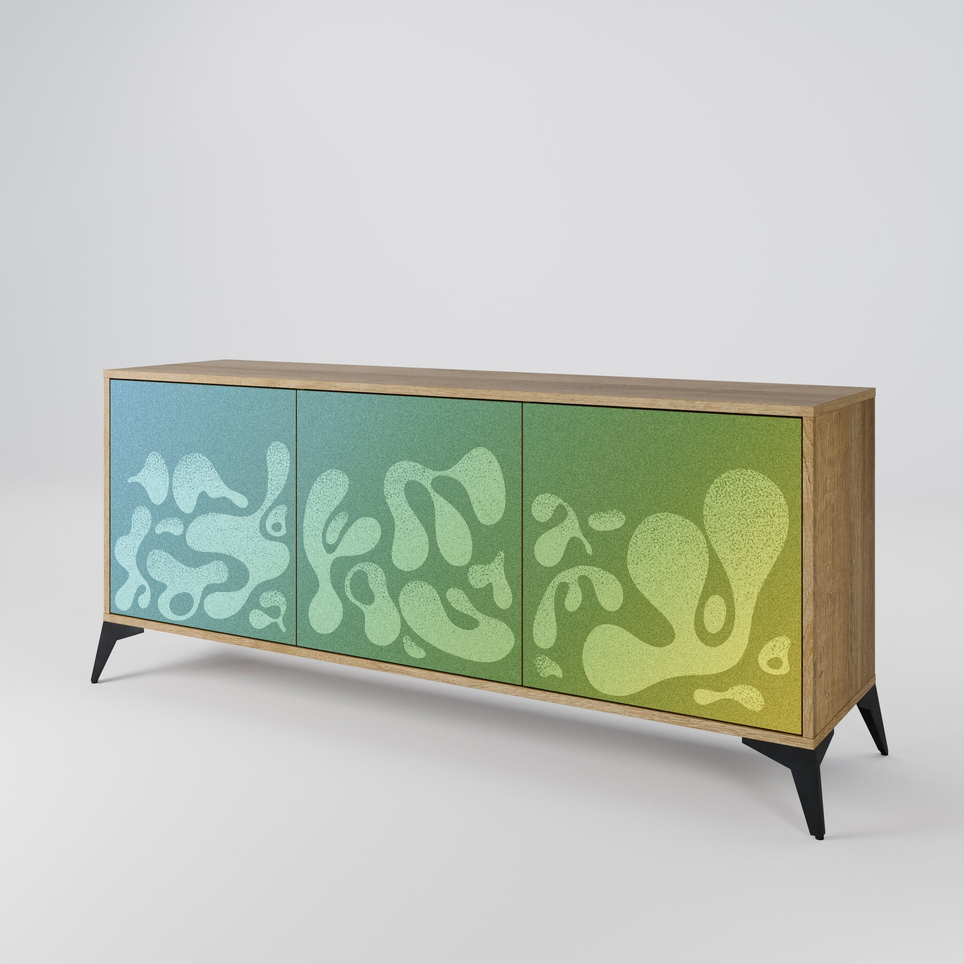 Buffet 3 portes IRREGULAR BLUE effet chêne