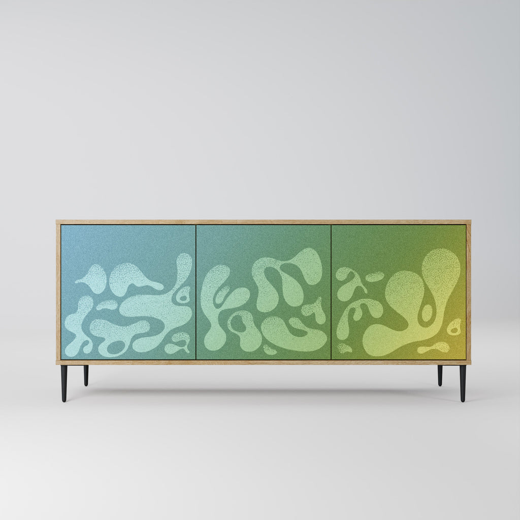 IRREGULAR BLUE 3-Door Sideboard in Oak Effect