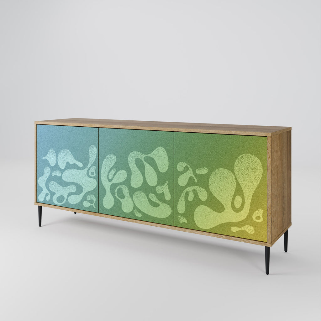 IRREGULAR BLUE 3-Door Sideboard in Oak Effect