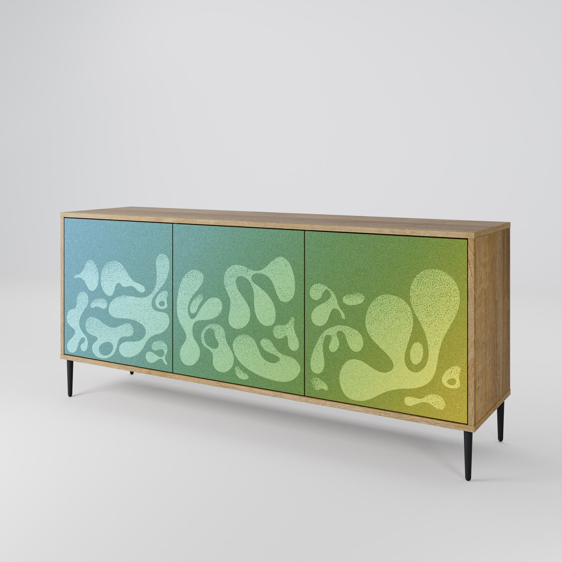 Buffet 3 portes IRREGULAR BLUE effet chêne