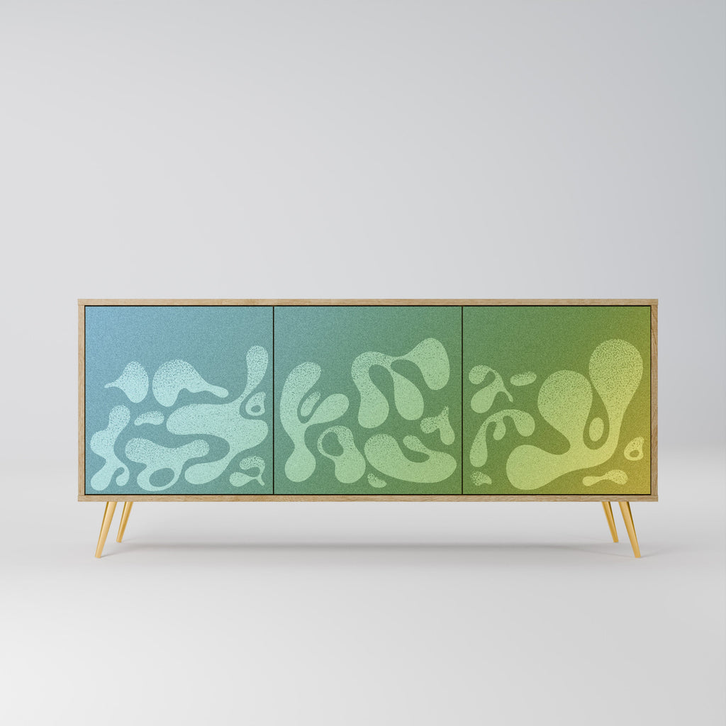 IRREGULAR BLUE 3-Door Sideboard in Oak Effect