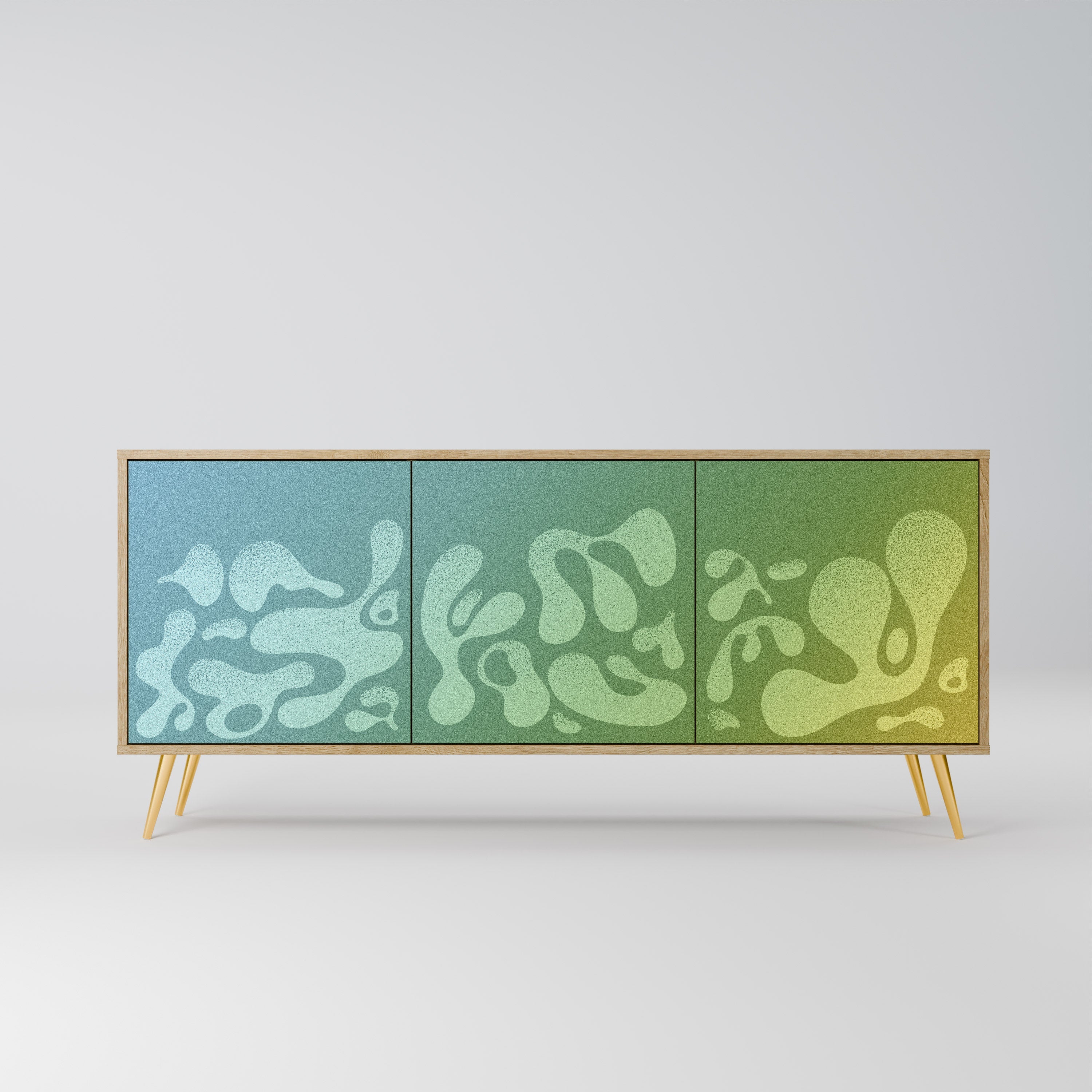 Buffet 3 portes IRREGULAR BLUE effet chêne