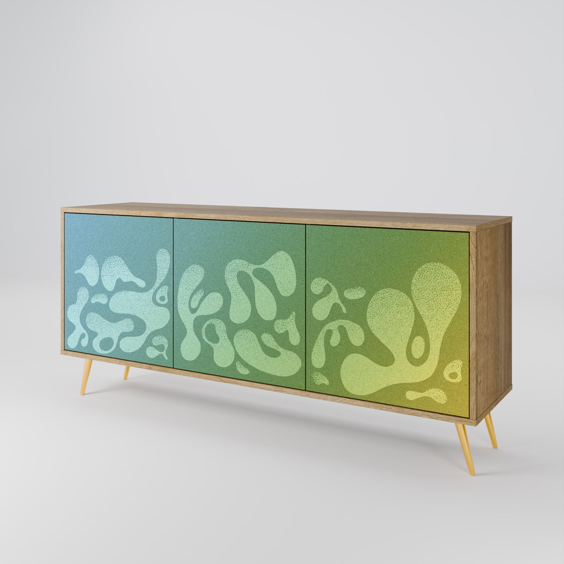Buffet 3 portes IRREGULAR BLUE effet chêne