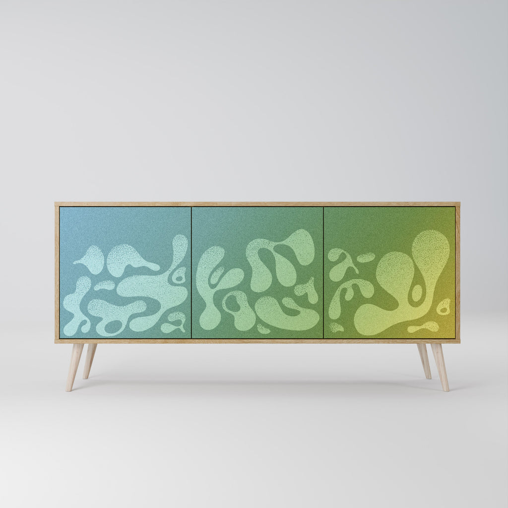 IRREGULAR BLUE 3-Door Sideboard in Oak Effect