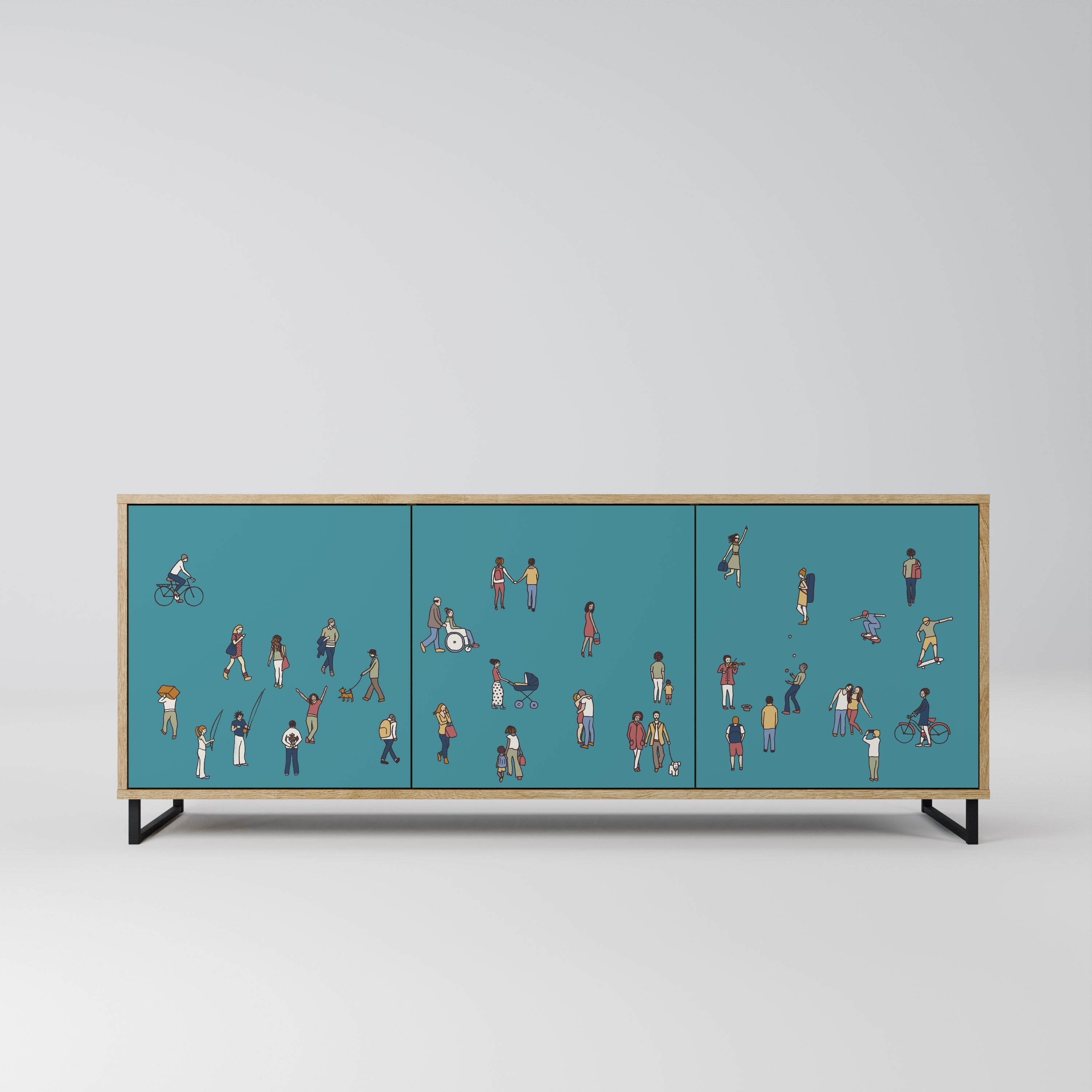 Buffet 3 portes COLLECTIVE STREAM effet chêne