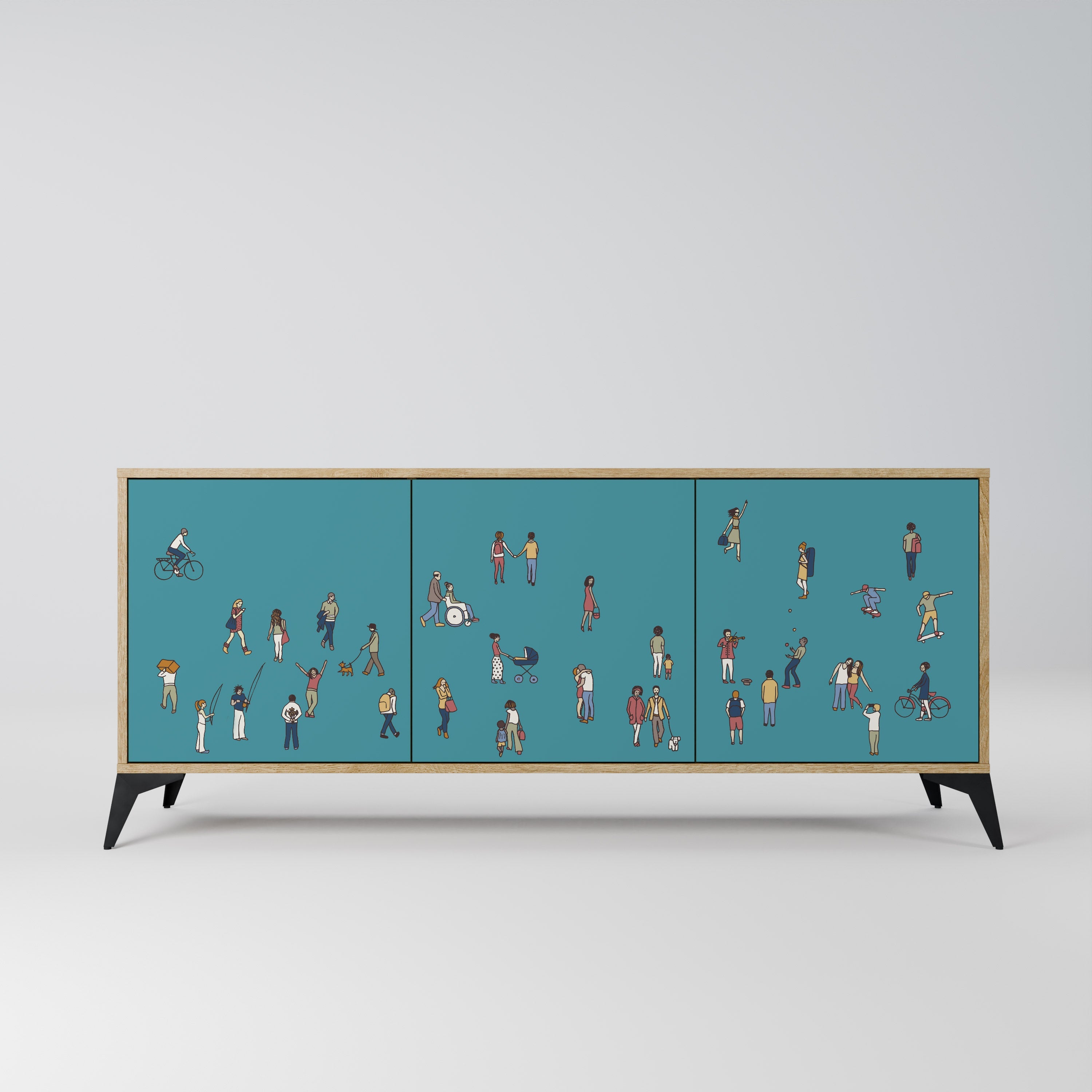 Buffet 3 portes COLLECTIVE STREAM effet chêne