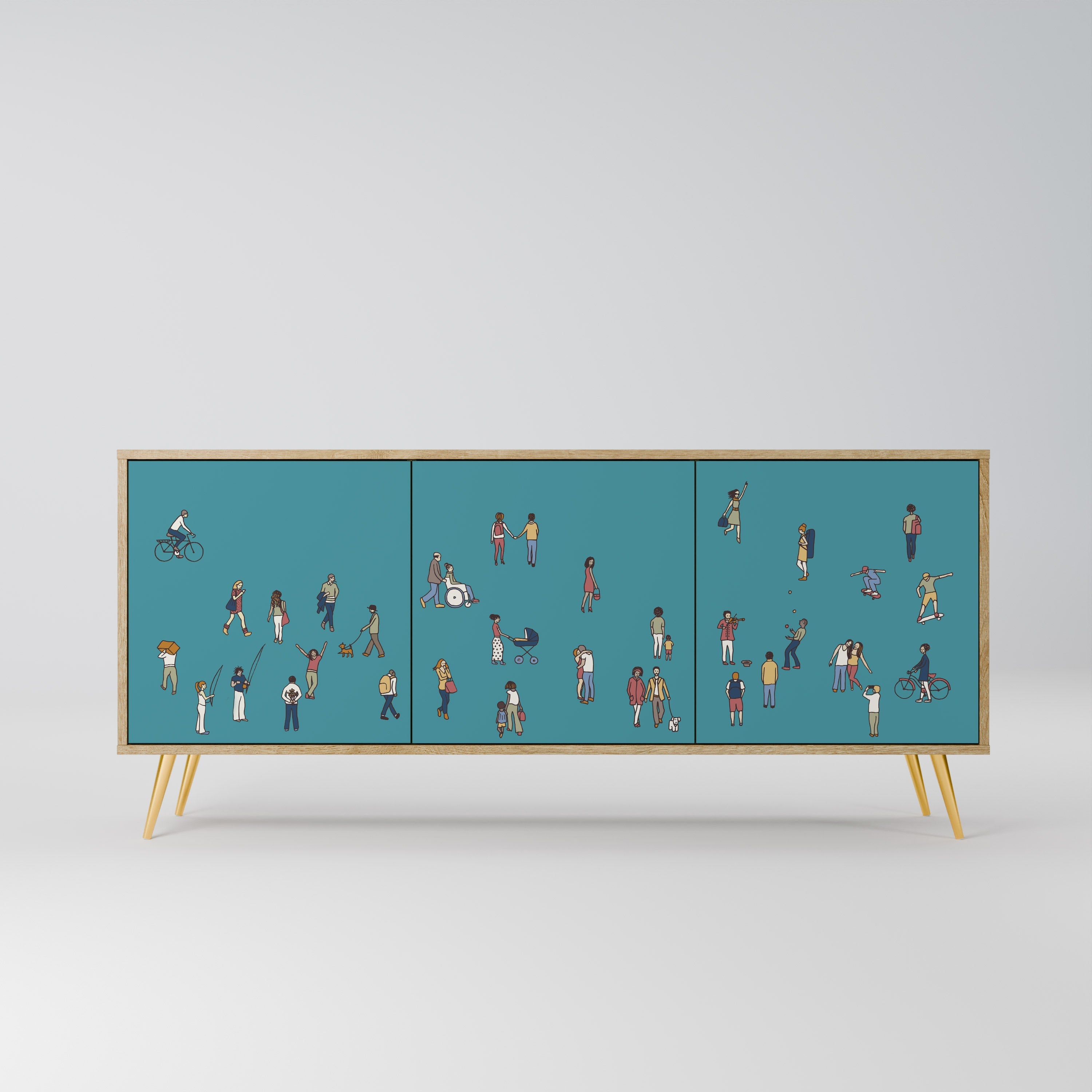 Buffet 3 portes COLLECTIVE STREAM effet chêne