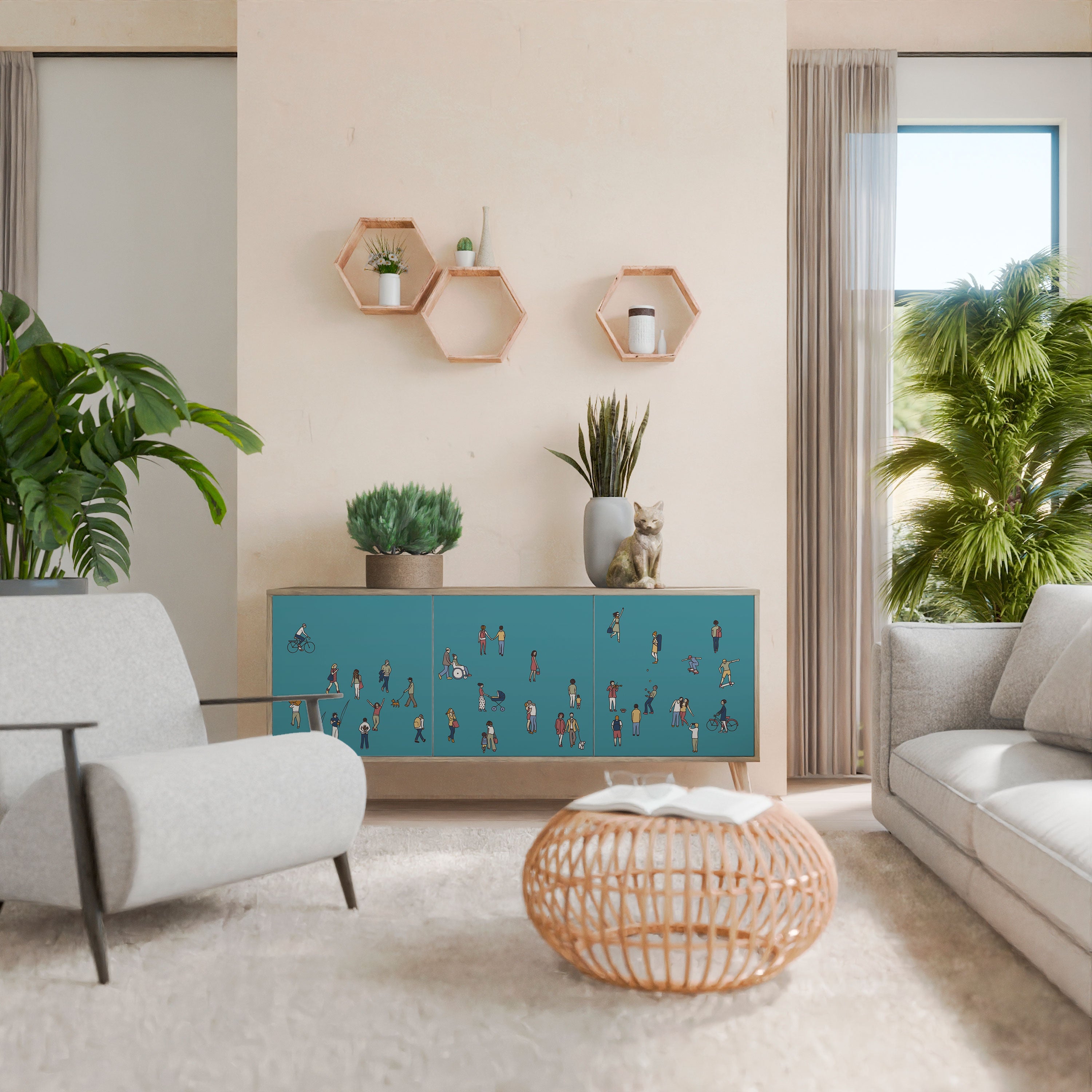 Buffet 3 portes COLLECTIVE STREAM effet chêne