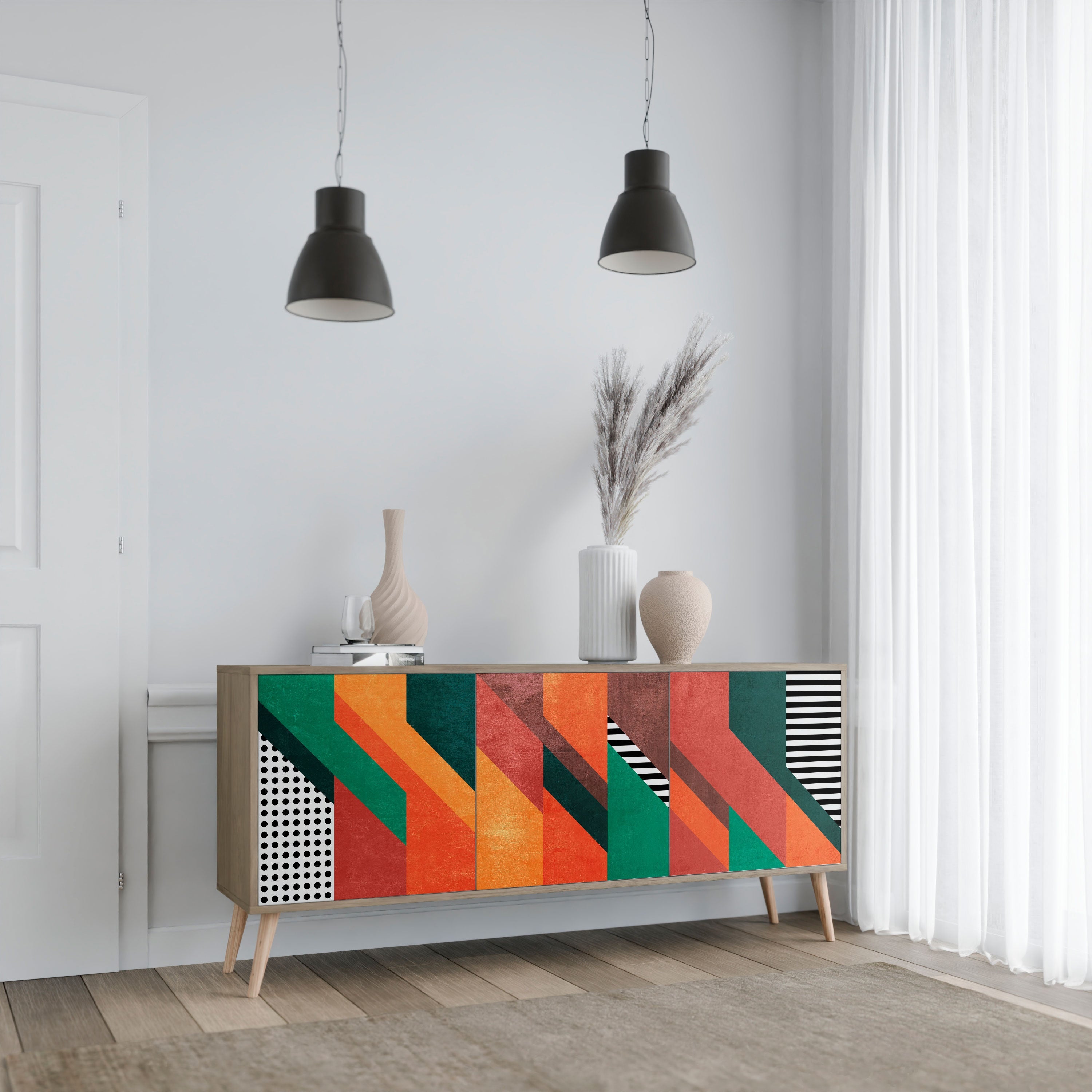 Buffet 3 portes MAKESHIFT ARTISTRY effet chêne