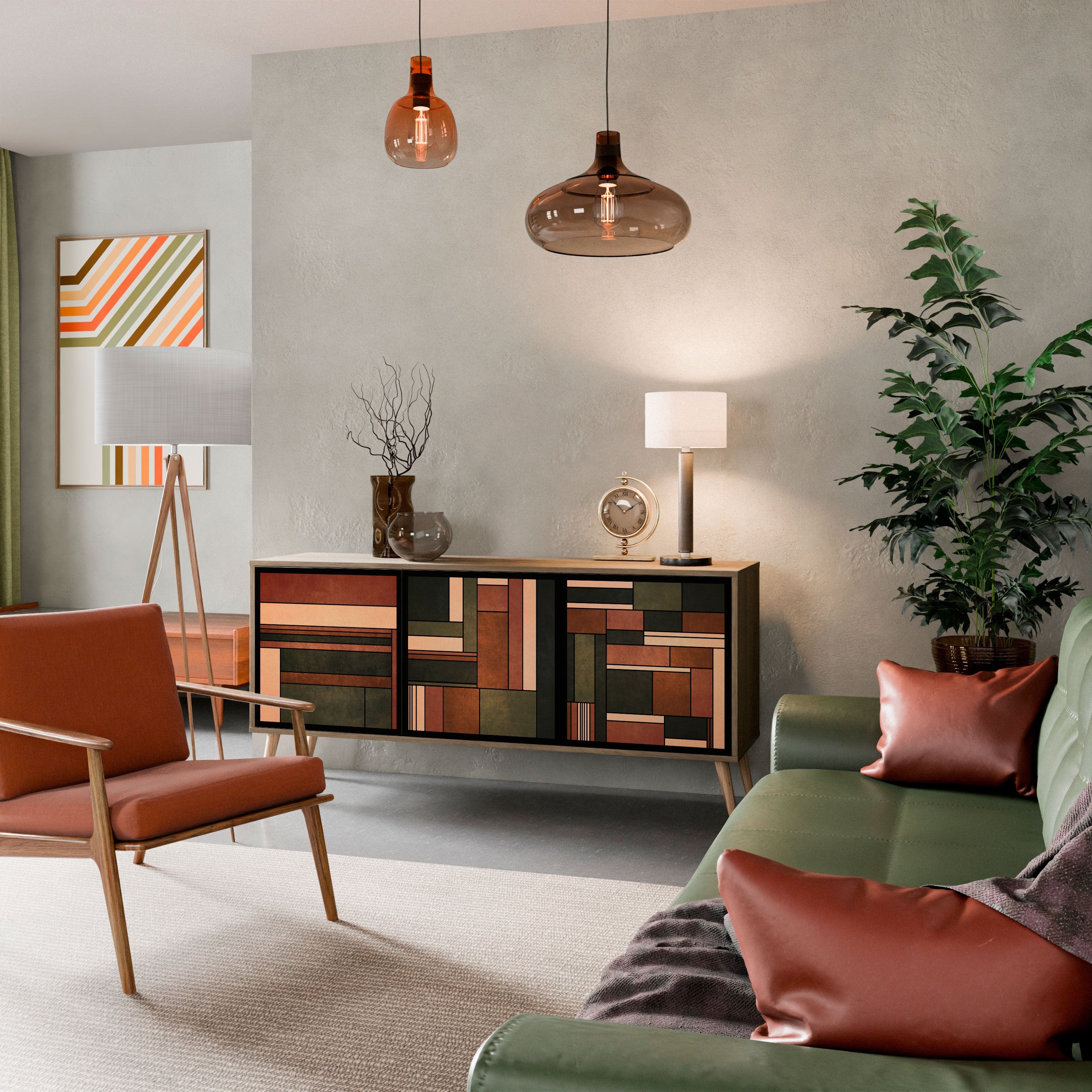 Buffet 3 portes FIGURES OF NATURE effet chêne