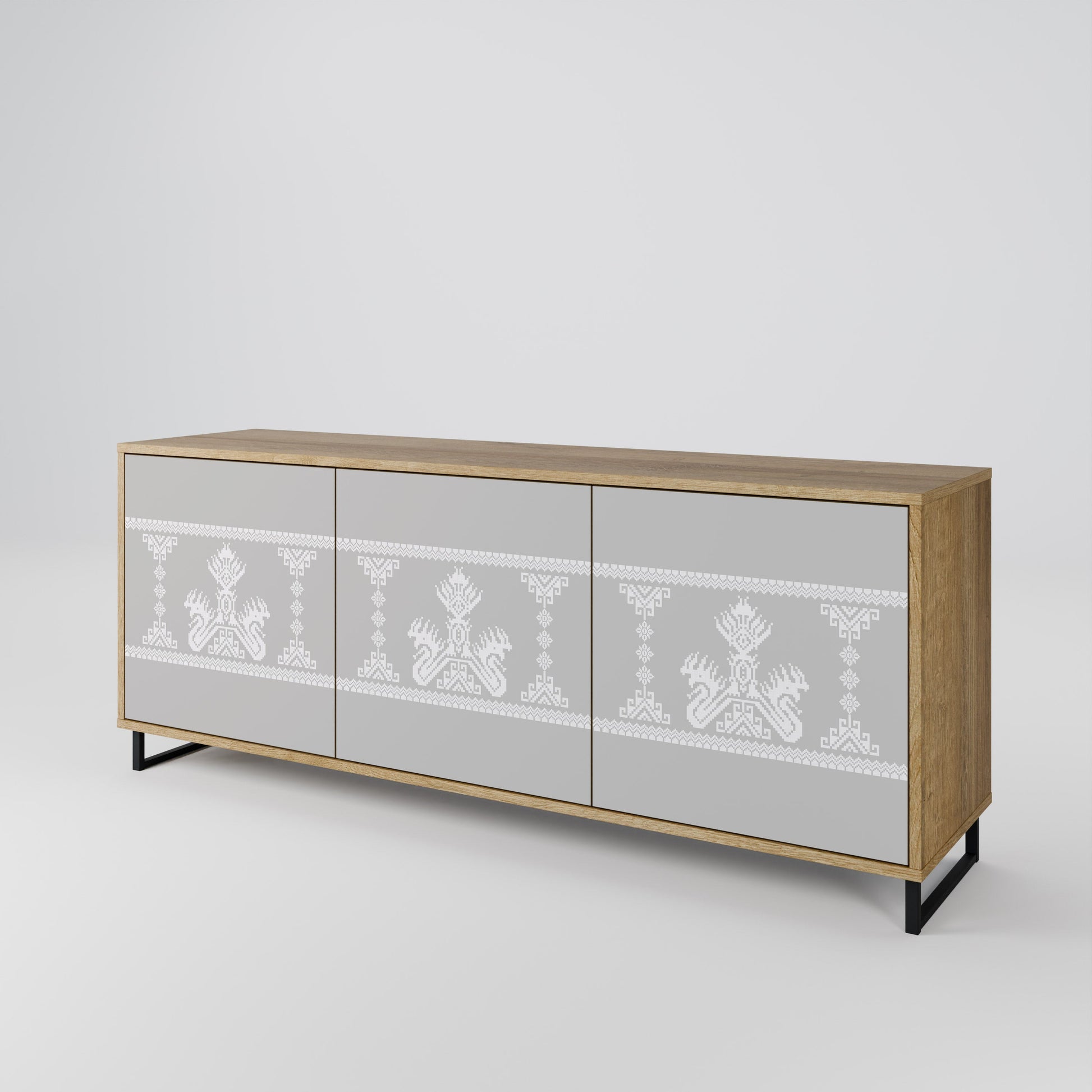 Buffet 3 portes THAI GRAY effet chêne